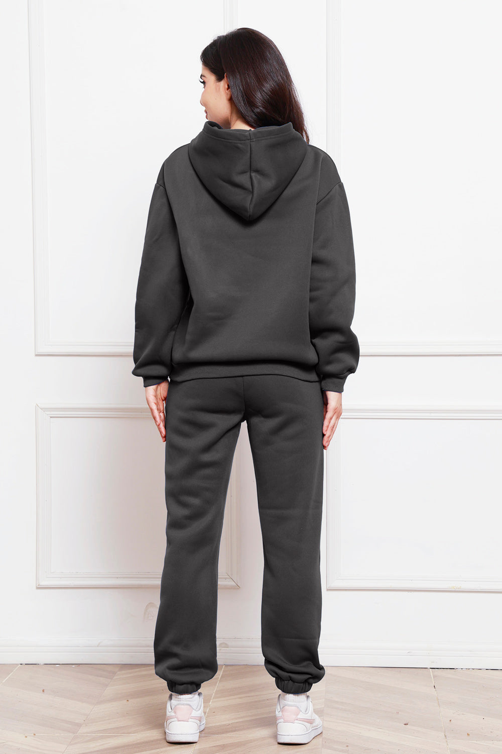 Drop Shoulder Long Sleeve Hoodie and Pants Set - The Boutie Shop