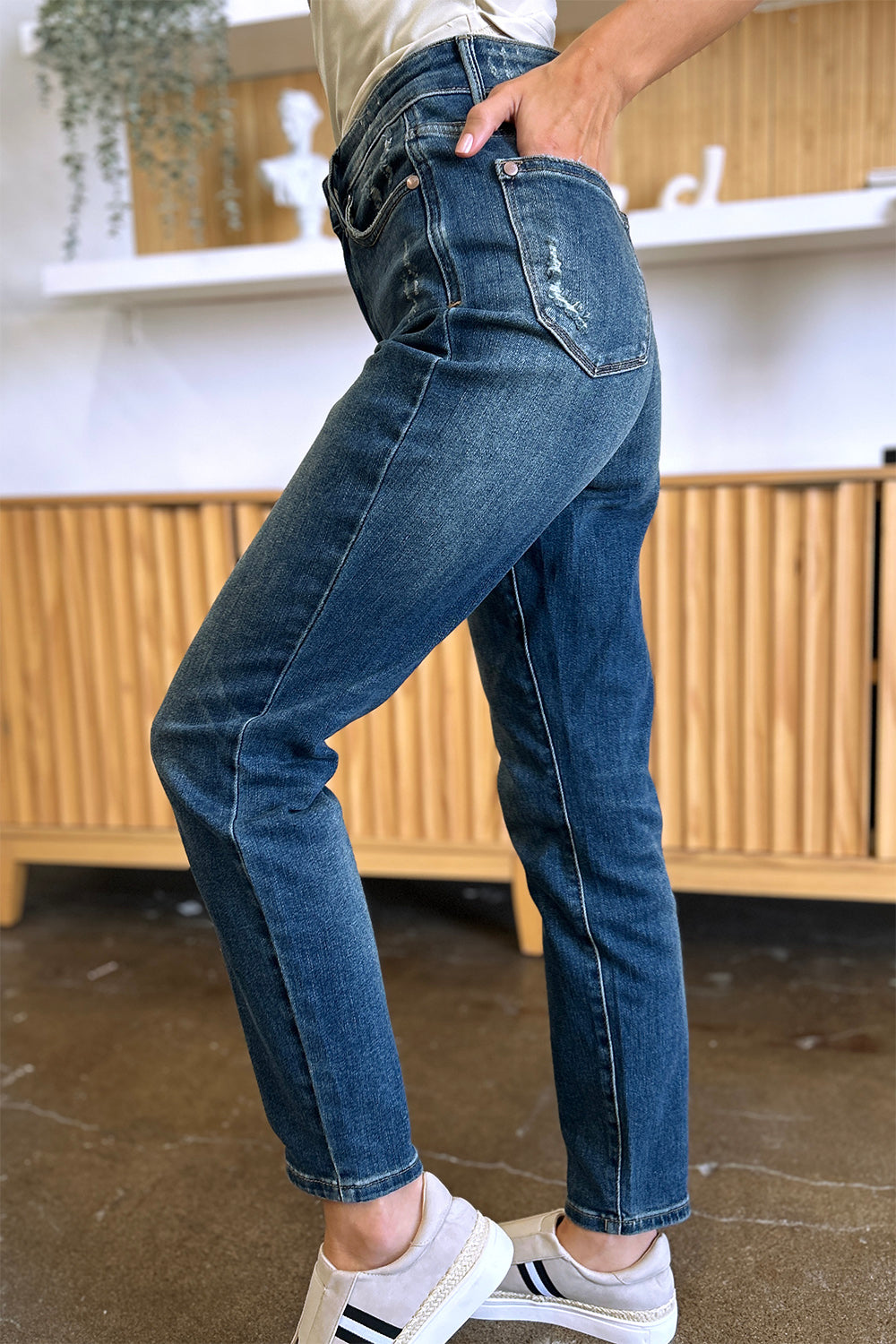 Judy Blue Full Size Tummy Control High Waist Slim Jeans - The Boutie Shop