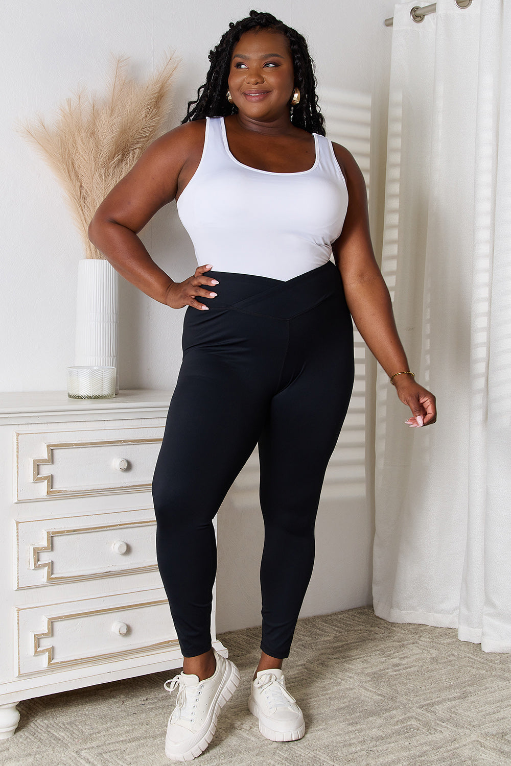 Basic Bae V-Waistband Sports Leggings - The Boutie Shop