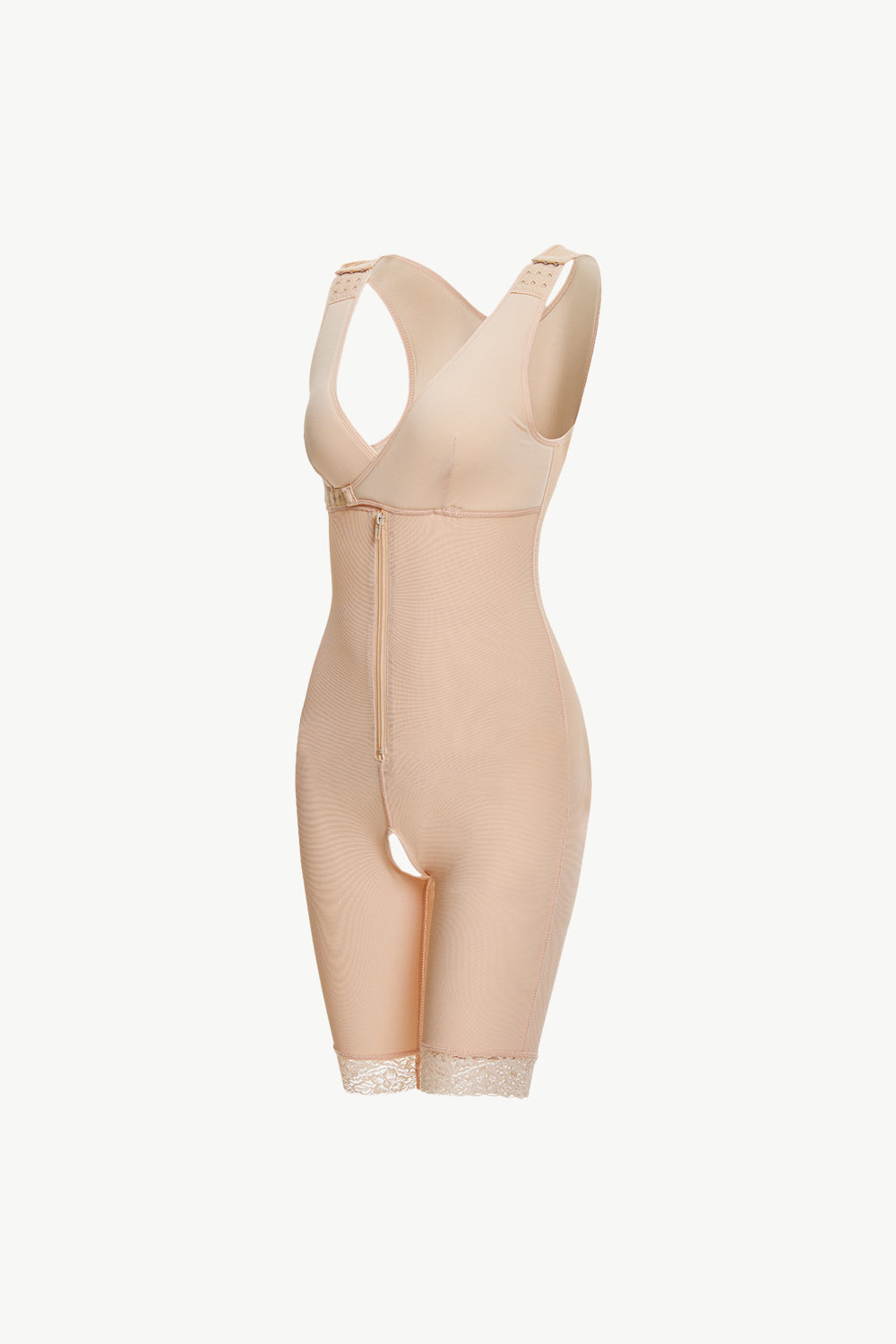 Full Size Lace Trim Shapewear with Zipper - The Boutie Shop