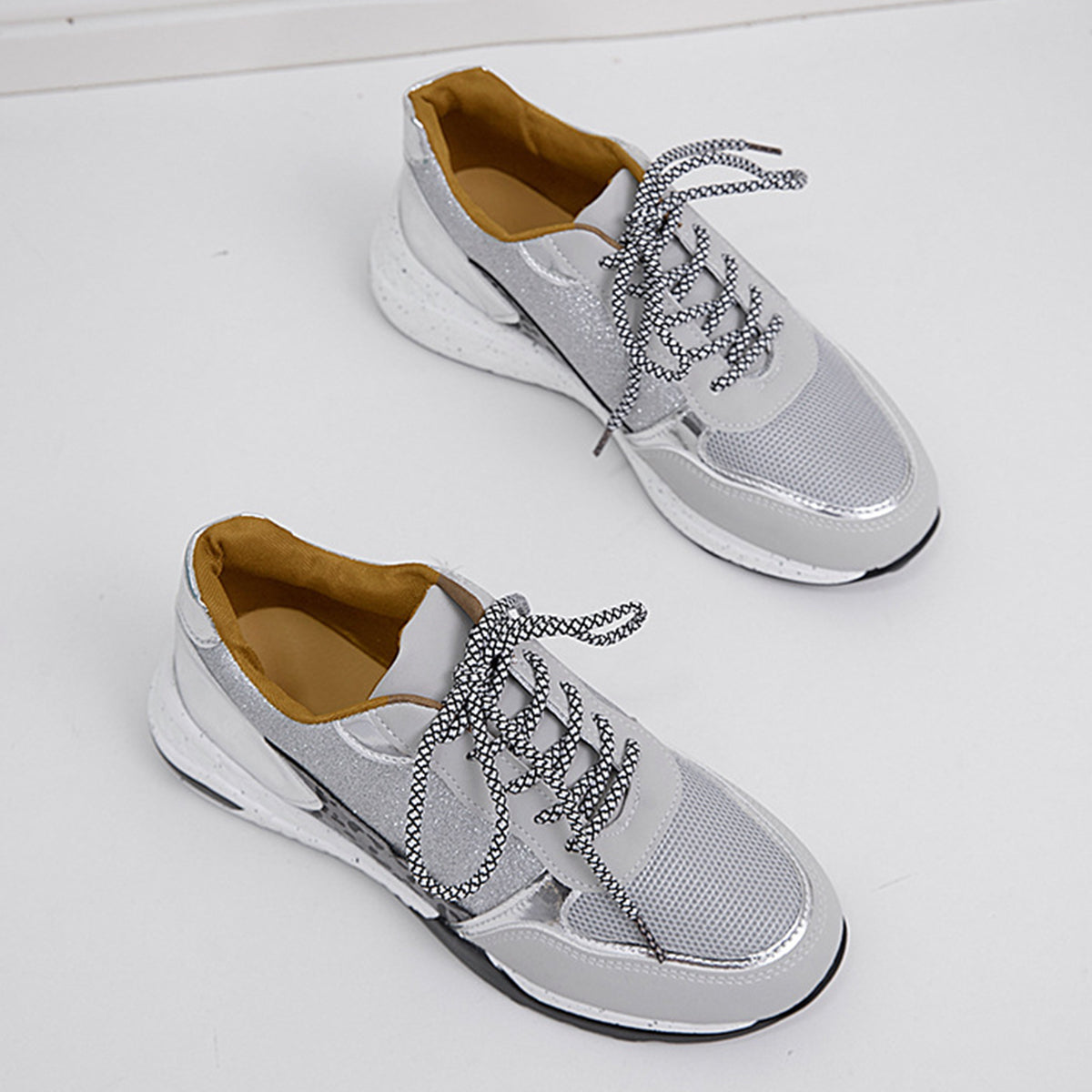 Lace-Up Round Toe Platform Sneakers - The Boutie Shop