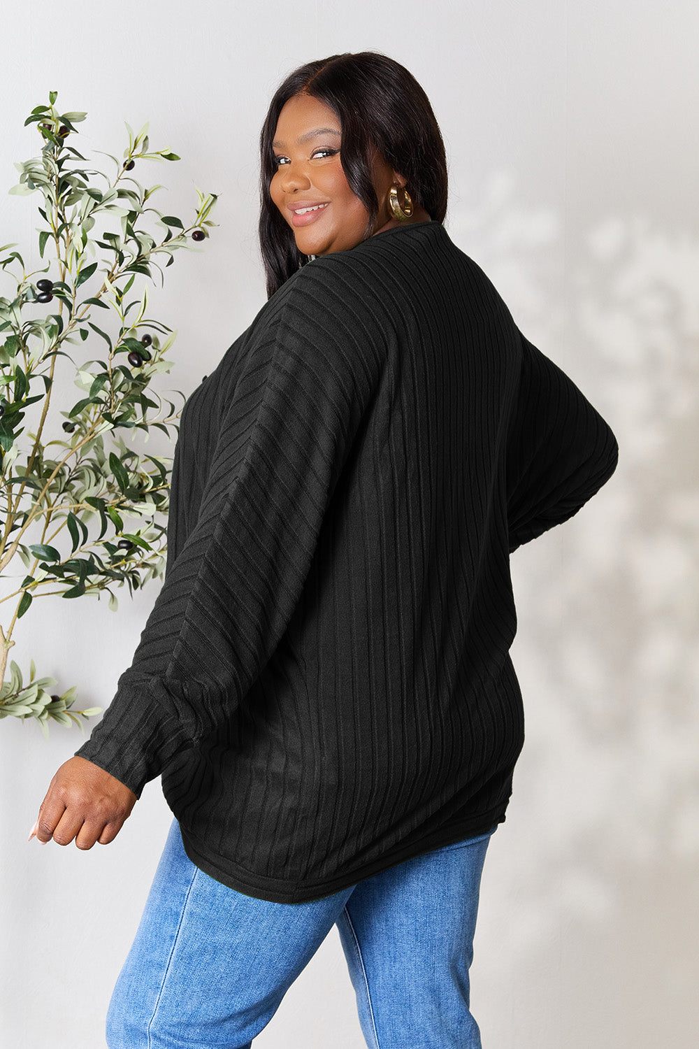 Basic Bae Full Size Ribbed Cocoon Cardigan - The Boutie Shop