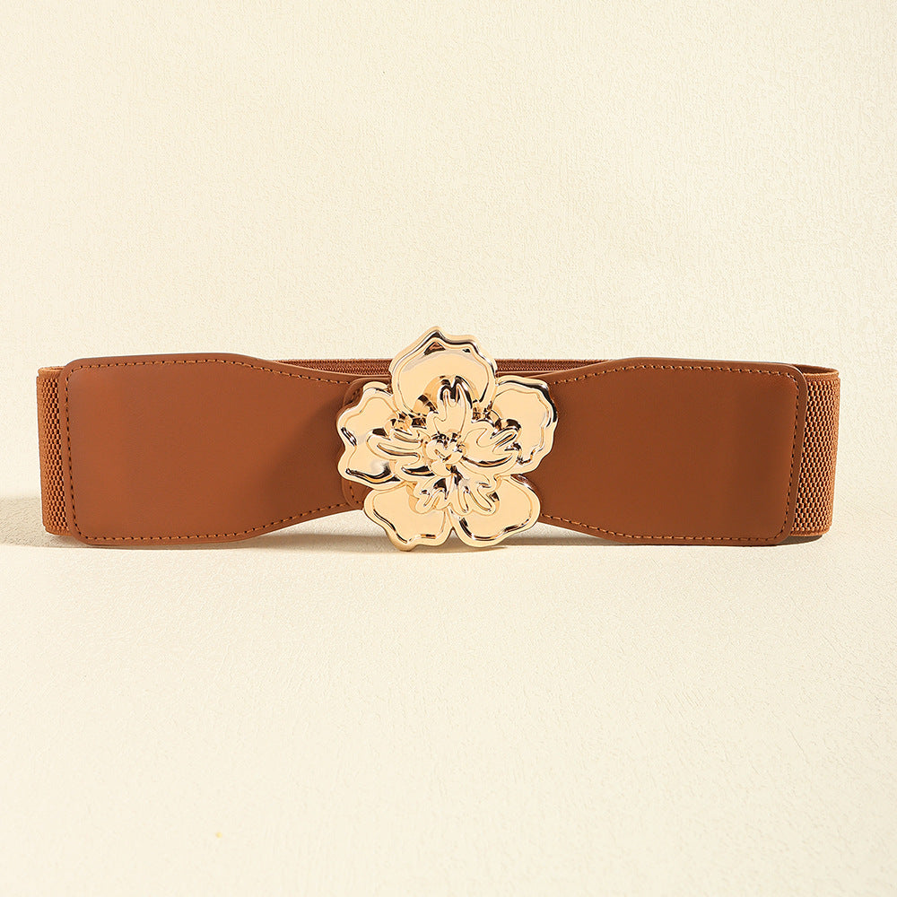 Flower Alloy Buckle Elastic Belt - The Boutie Shop