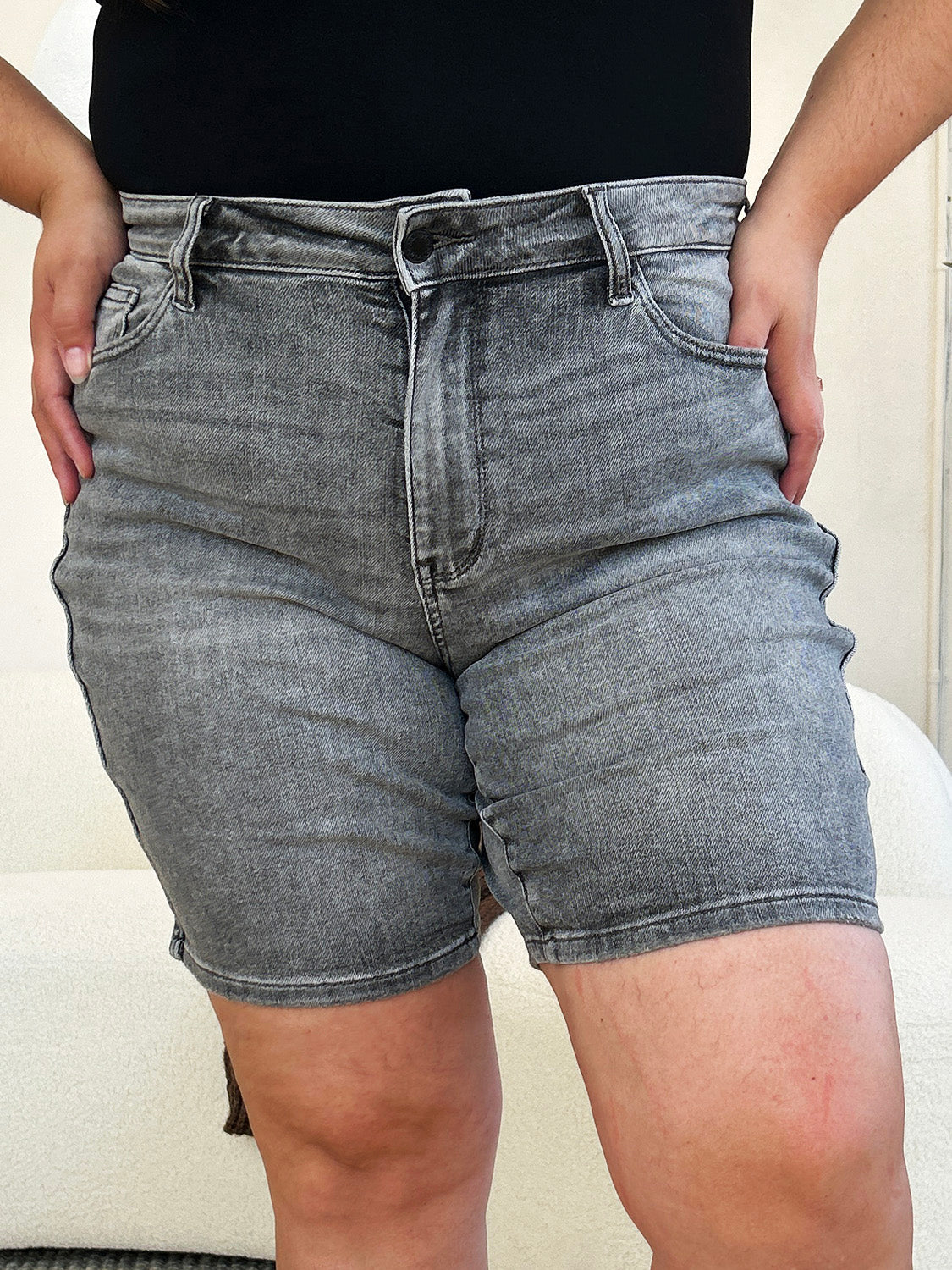 Judy Blue Full Size High Waist Washed Denim Shorts - The Boutie Shop