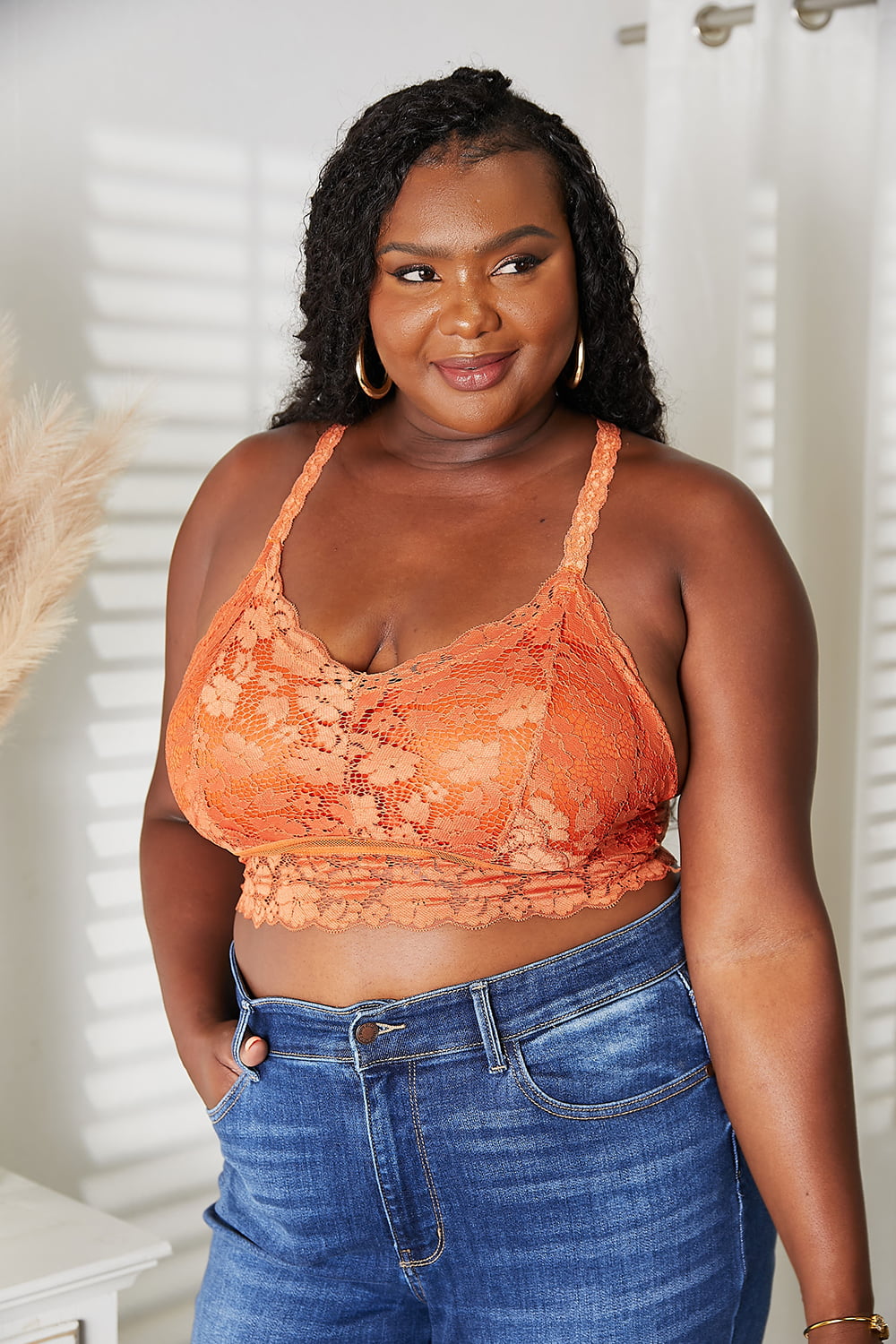 JadyK Juliette Full Size Crisscross Lace Bralette - The Boutie Shop