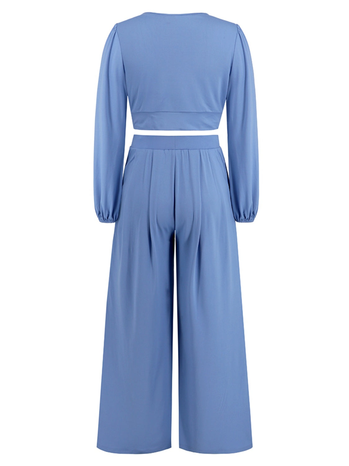 Surplice Top and Wide Leg Pants Set - The Boutie Shop