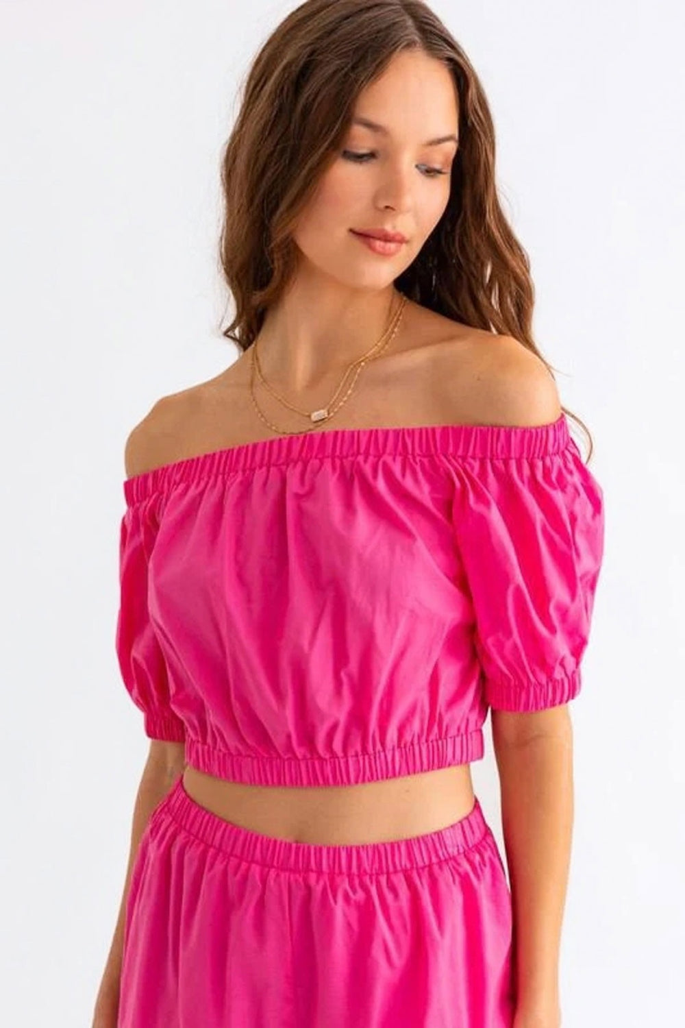 Le Lis Off Shoulder Crop Top and Ruffled Shorts Set - The Boutie Shop