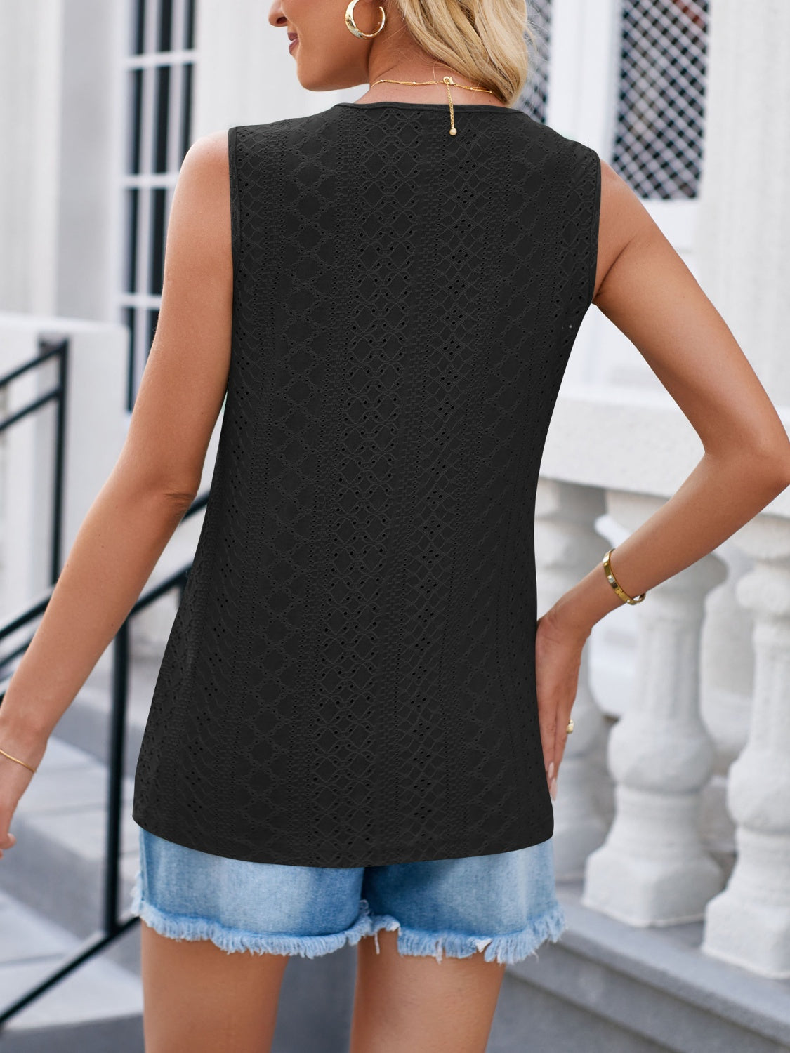 Lovelet Eyelet V-Neck Tank - The Boutie Shop