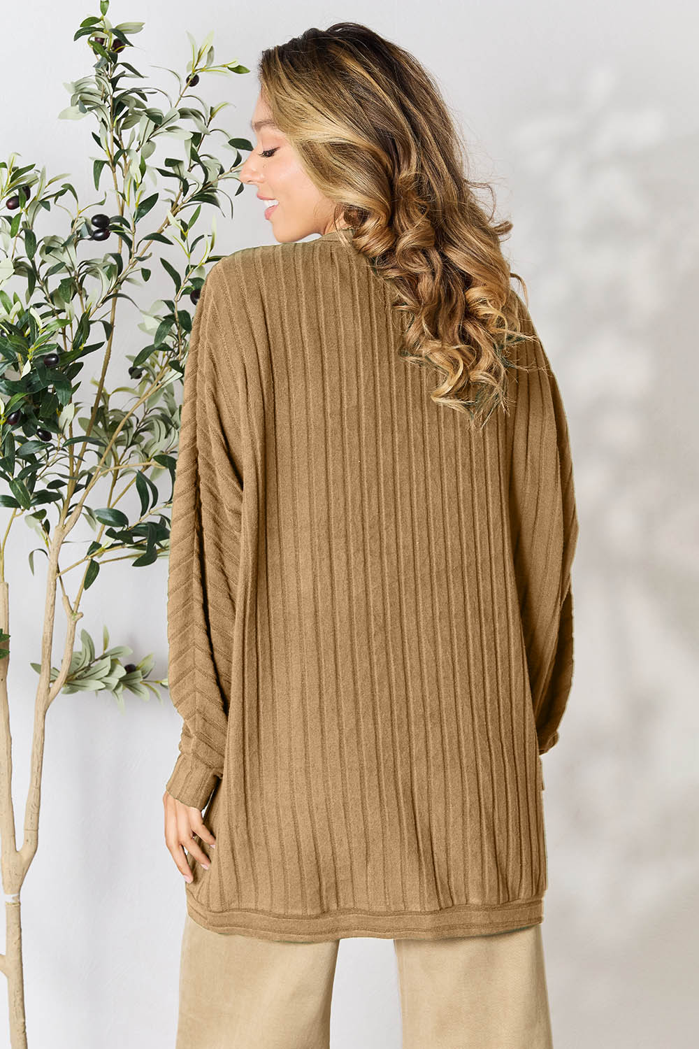 Basic Bae Full Size Ribbed Cocoon Cardigan - The Boutie Shop