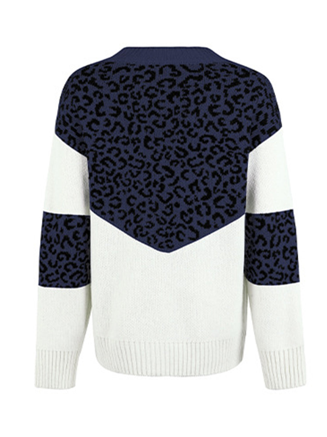 Leopard V-Neck Dropped Shoulder Sweater - The Boutie Shop