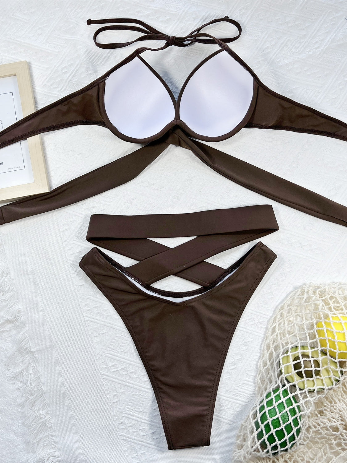 Crisscross Halter Neck Bikini Set - The Boutie Shop