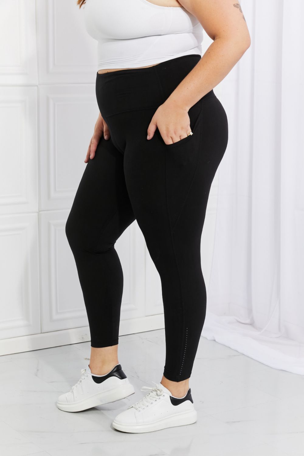 Leggings Depot Full Size Strengthen and Lengthen Reflective Dot Active Leggings - The Boutie Shop