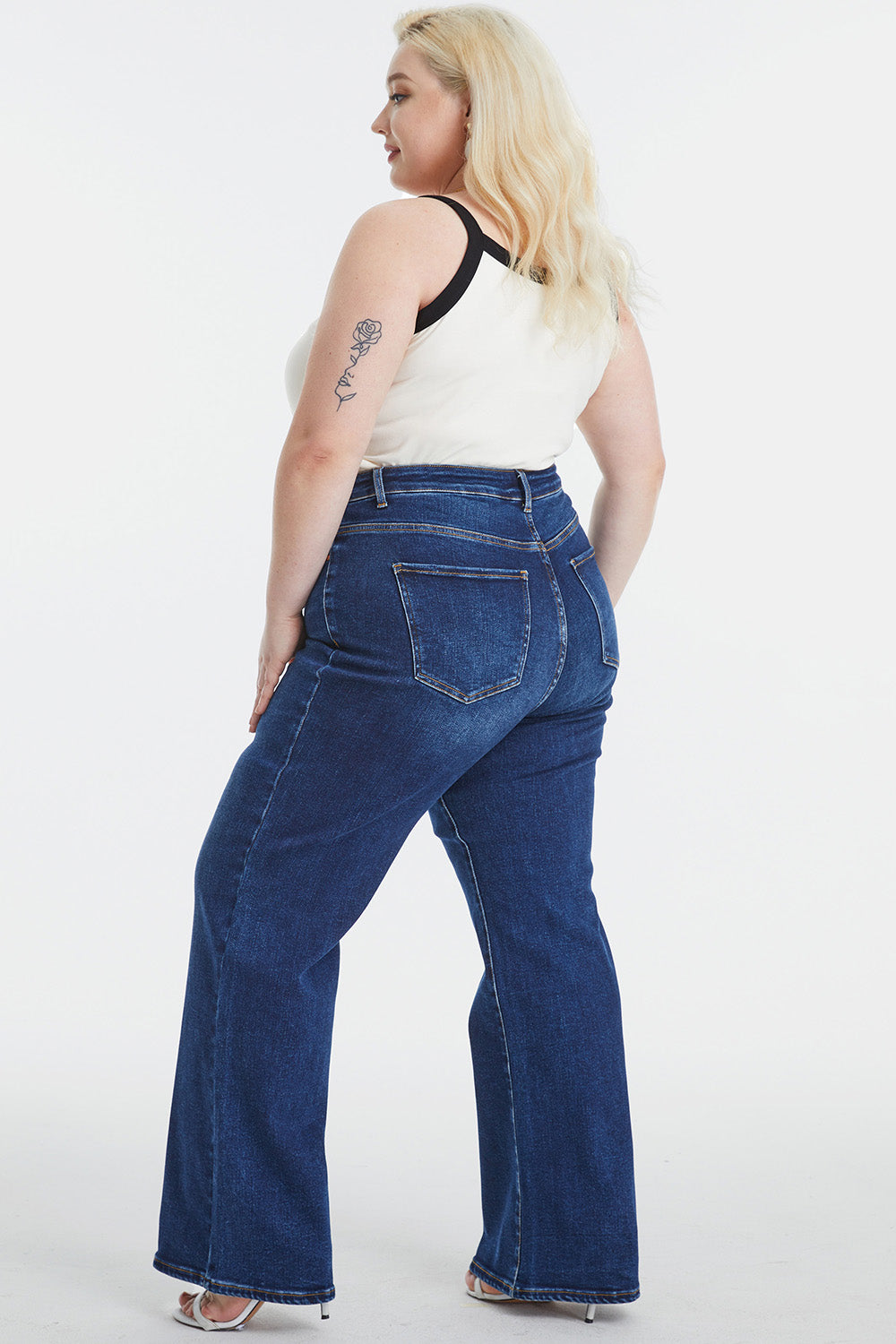 BAYEAS Full Size High Waist Cat's Whisker Wide Leg Jeans - The Boutie Shop