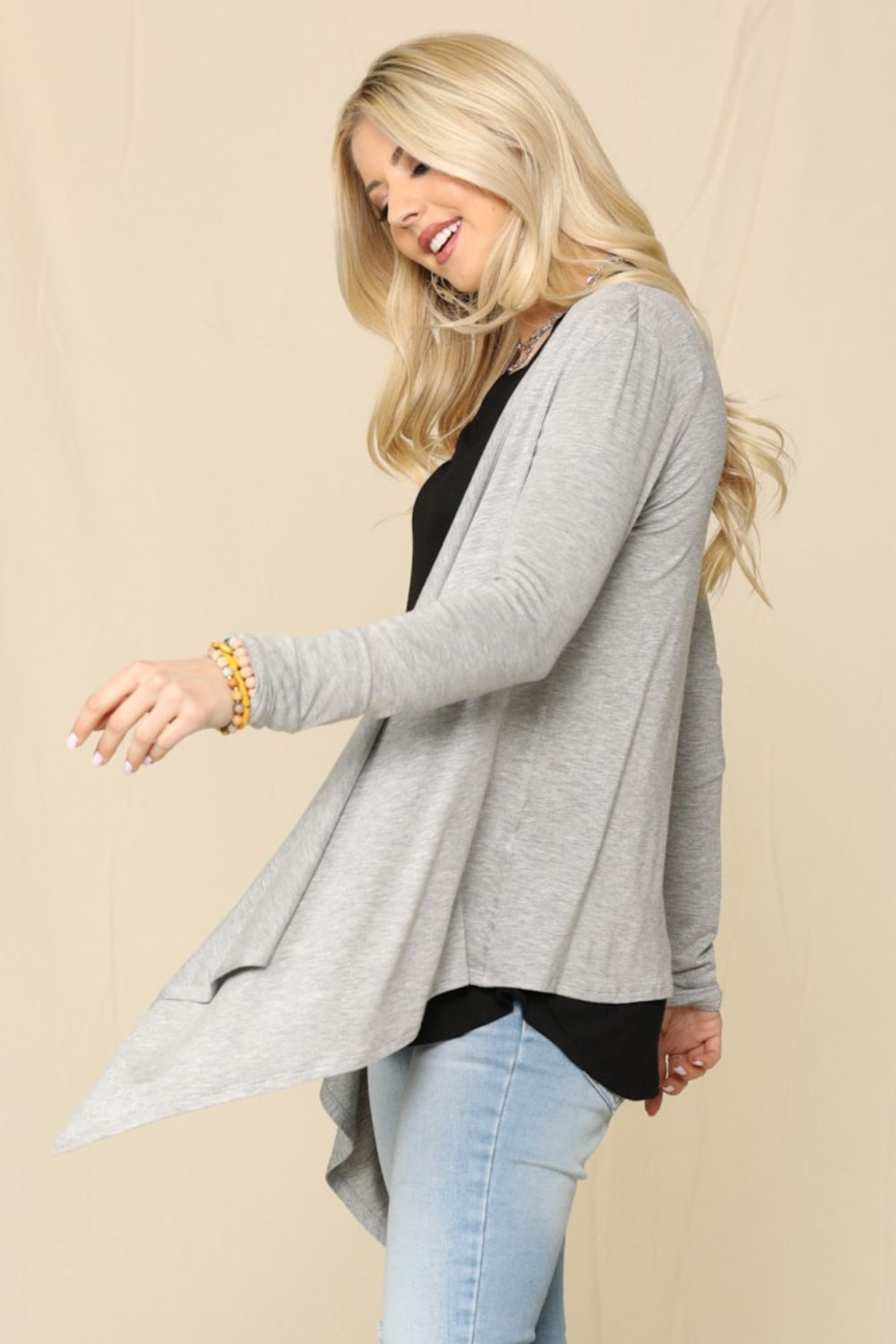 Celeste Full Size Open Front Knit Cardigan - The Boutie Shop