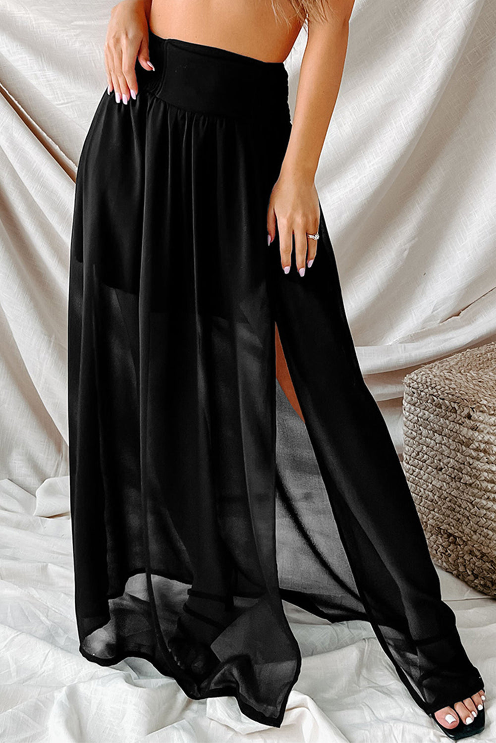 Slit High Waist Maxi Skirt - The Boutie Shop