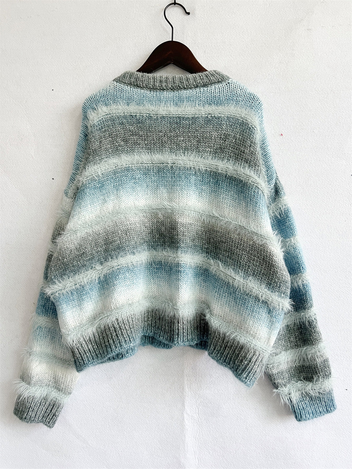 Striped Round Neck Long Sleeve Sweater - The Boutie Shop