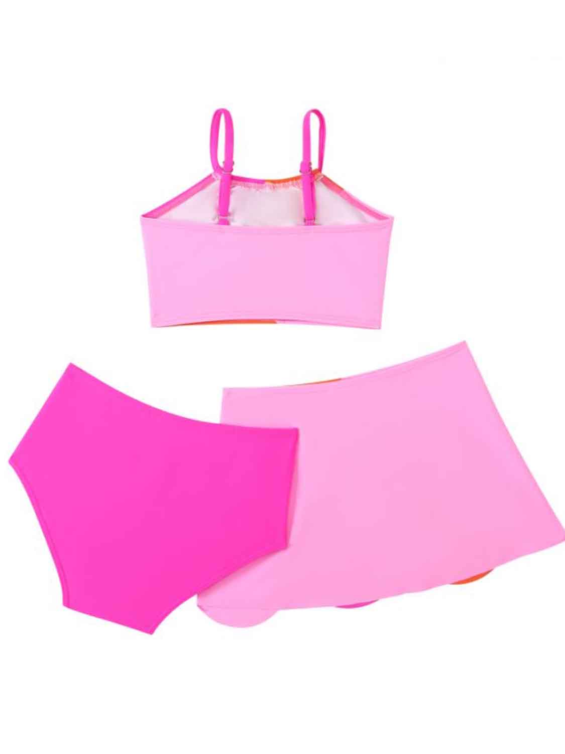 Color Block Top, Brief and Skirt Swim Set - The Boutie Shop