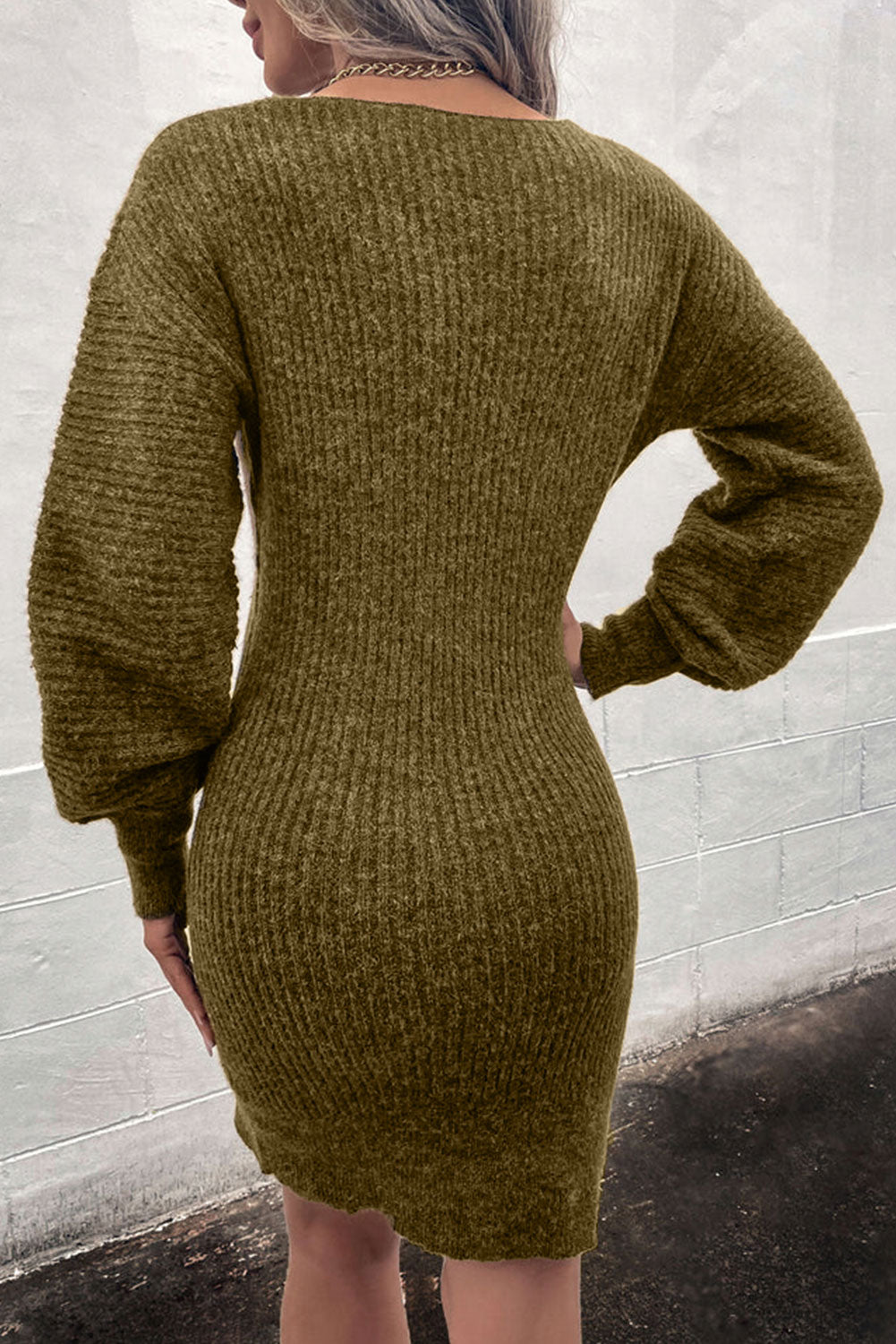 Ribbed Long Sleeve Sweater Dress - The Boutie Shop