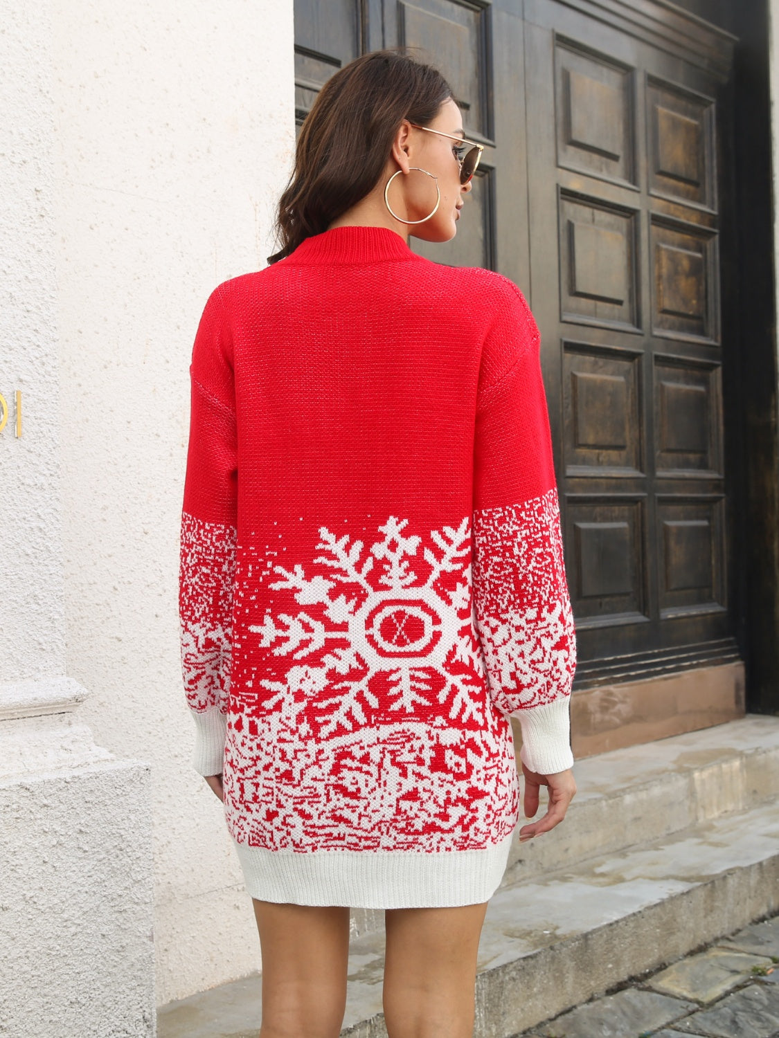 Snowflake Pattern Sweater Dress - The Boutie Shop