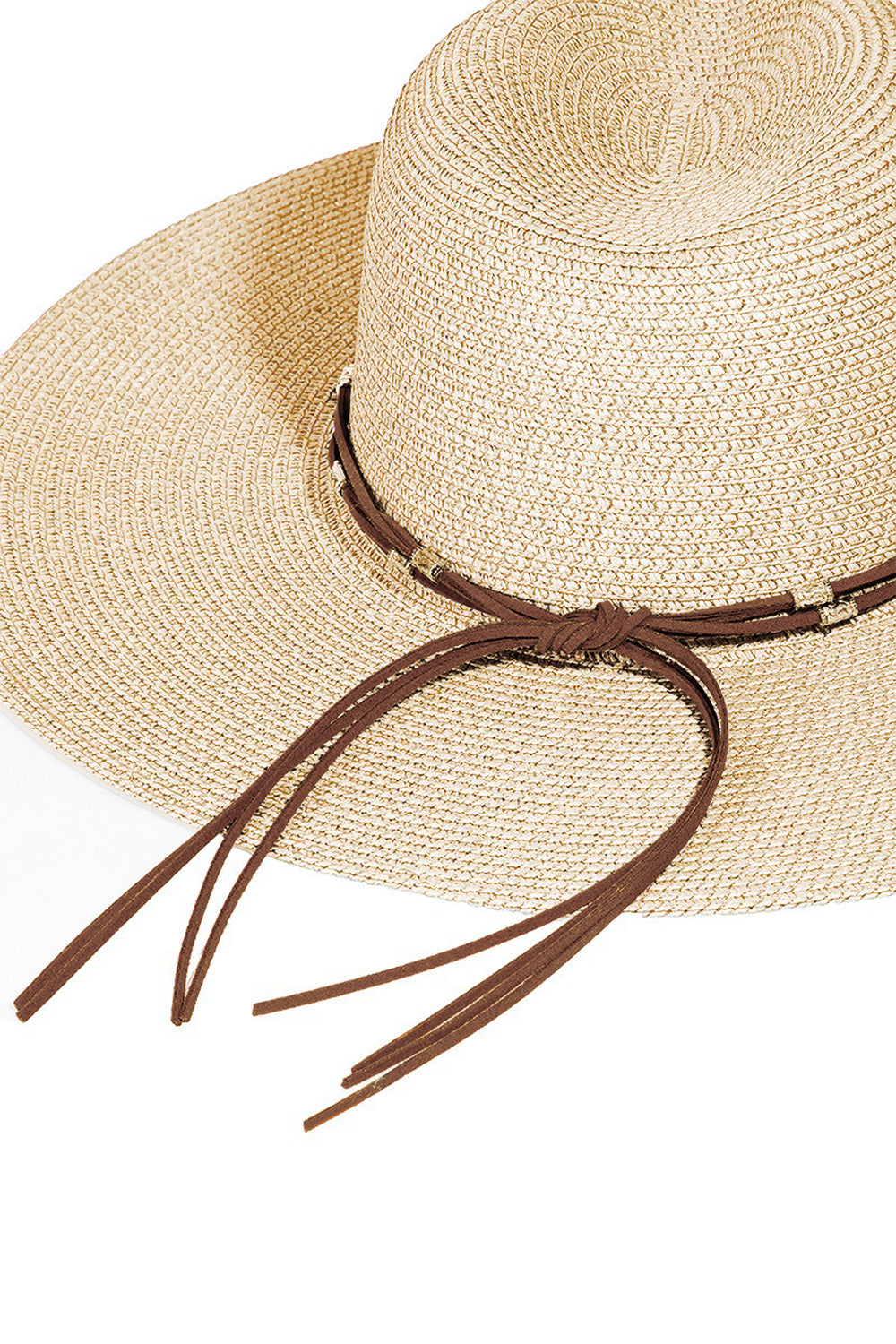 Fame Rope Strap Wide Brim Weave Hat - The Boutie Shop