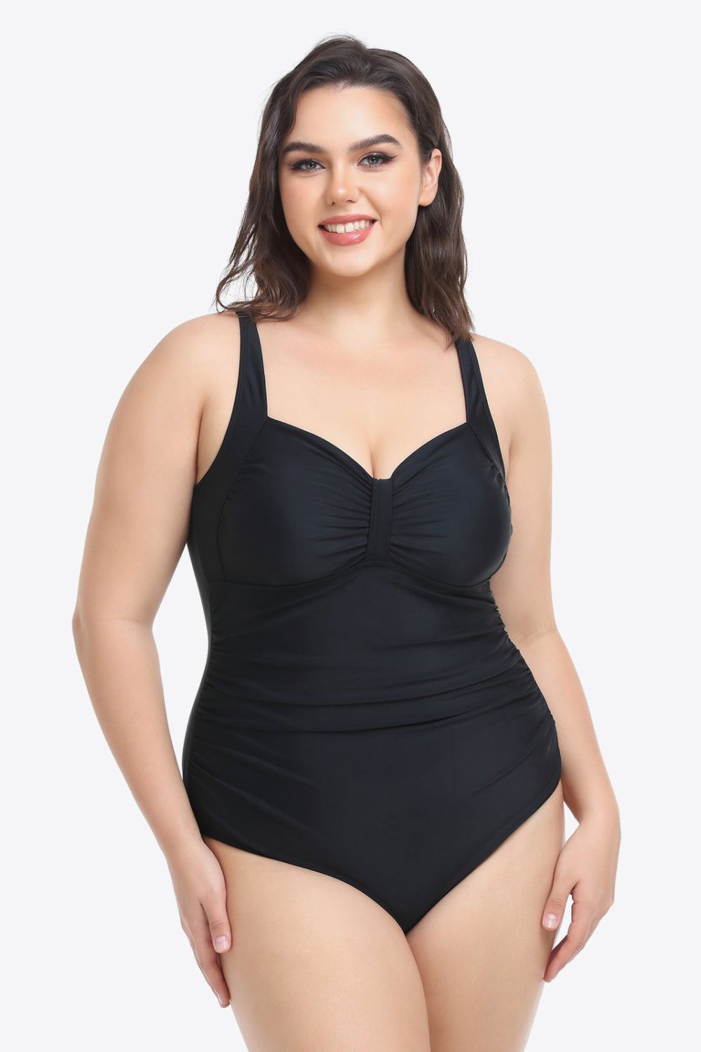 Plus Size Sleeveless Plunge One-Piece Swimsuit - The Boutie Shop