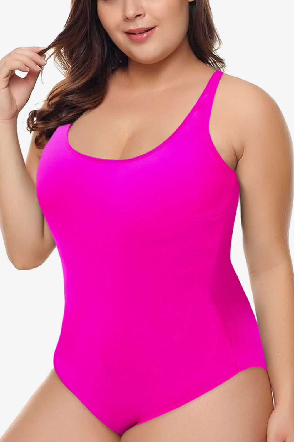 Plus Size Scoop Neck Sleeveless One-Piece Swimsuit - The Boutie Shop