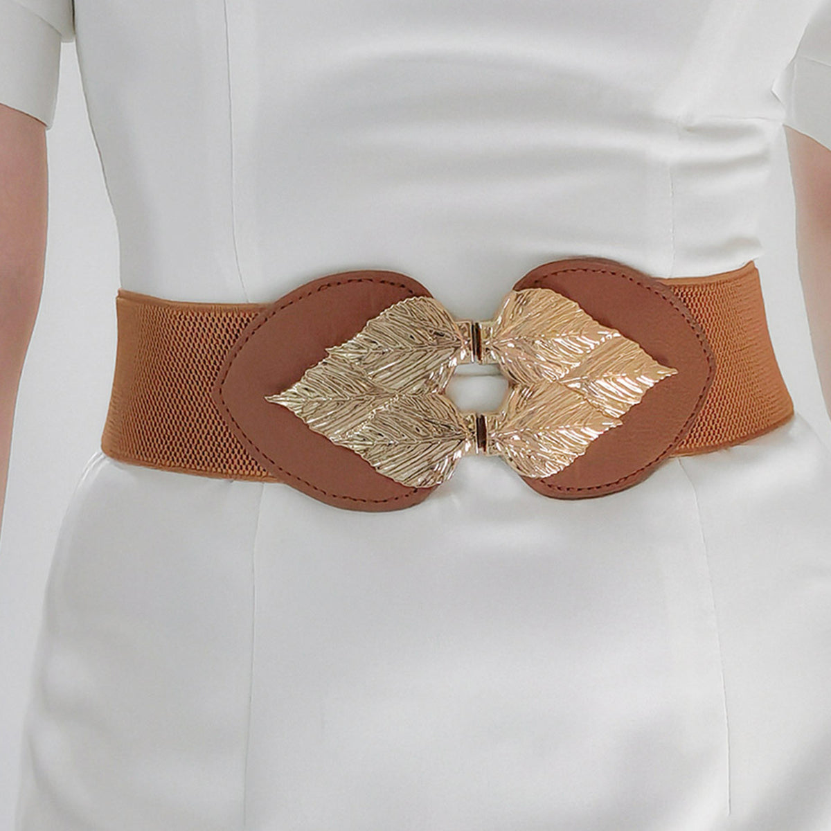 Alloy Leaf Buckle Elastic Belt - The Boutie Shop