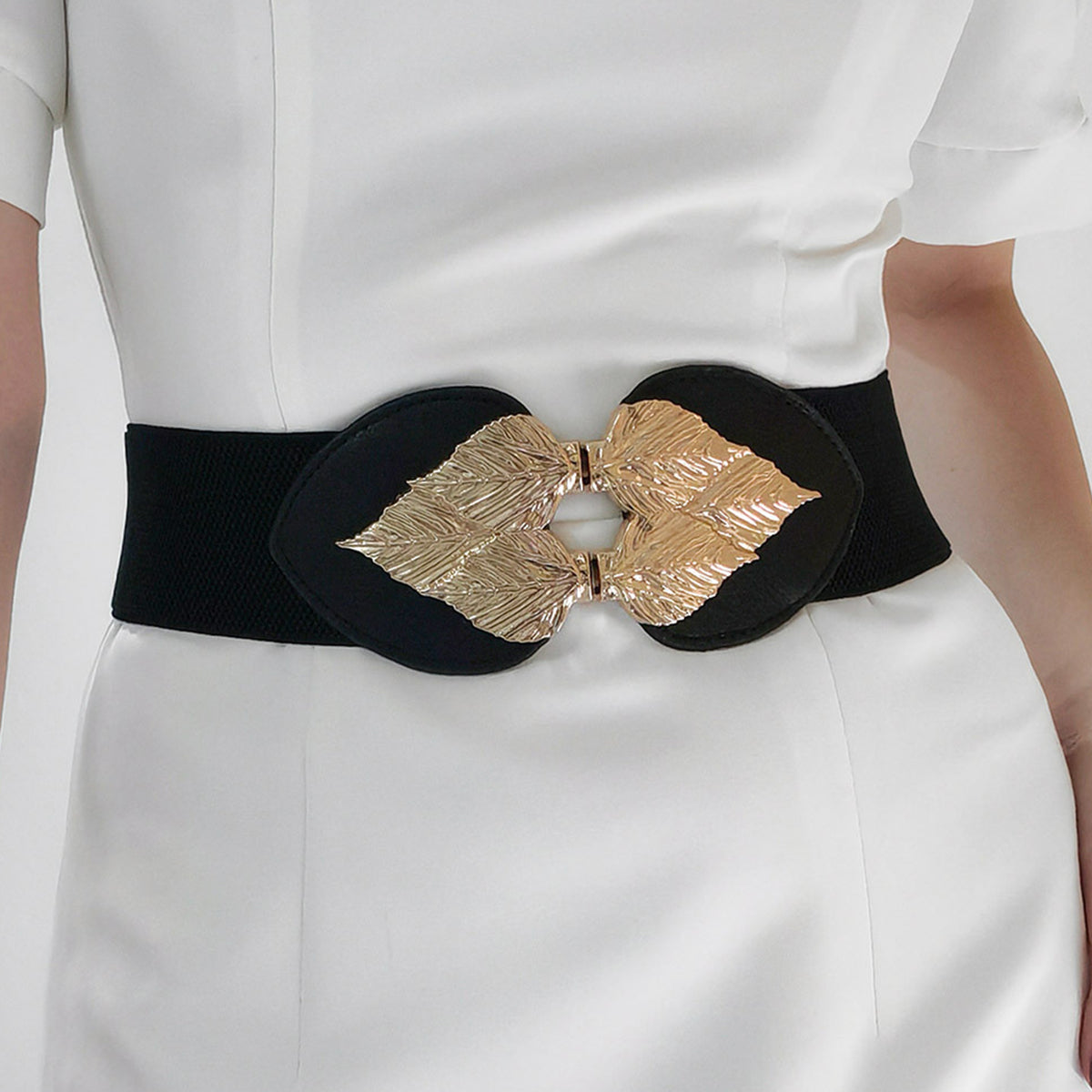 Alloy Leaf Buckle Elastic Belt - The Boutie Shop