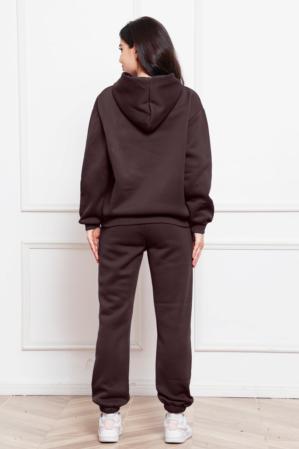 Drop Shoulder Long Sleeve Hoodie and Pants Set - The Boutie Shop