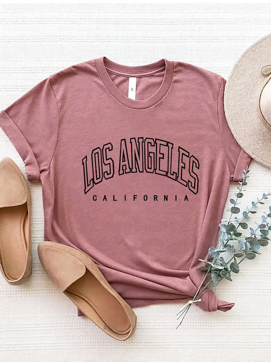 LOS ANGELES CALIFORNIA Round Neck T-Shirt - The Boutie Shop