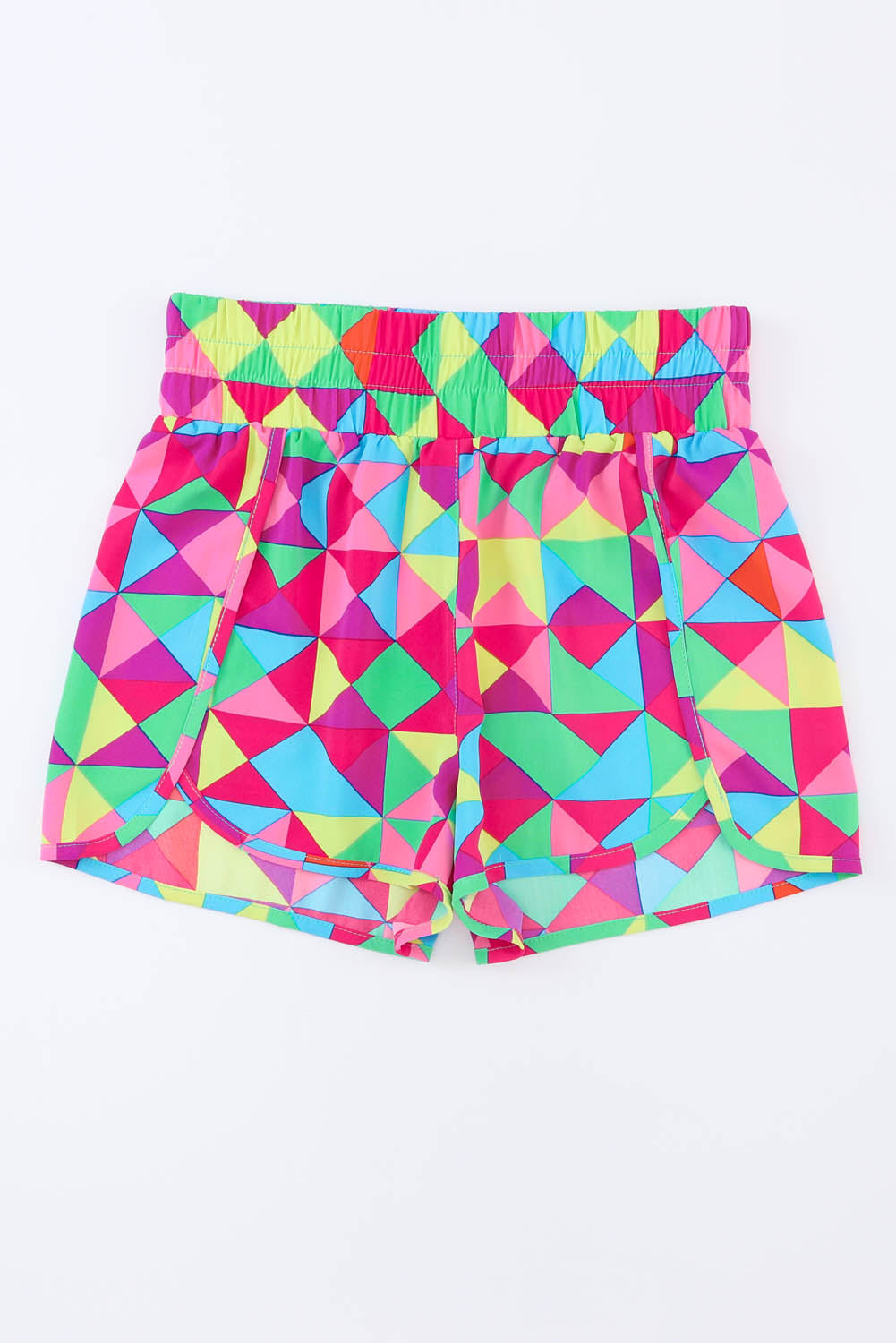 Color Block Elastic Waist Shorts - The Boutie Shop