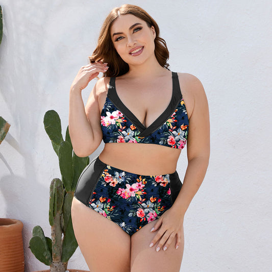 Plus Size Floral High Waist Two-Piece Swim Set - The Boutie Shop