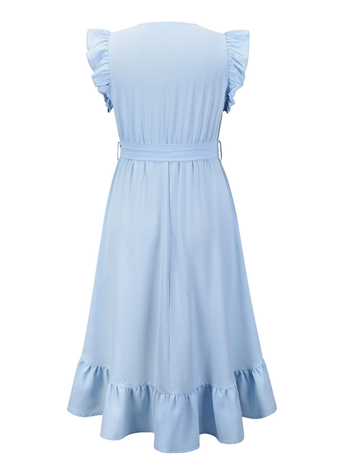 Tied Surplice Ruffle Hem Dress - The Boutie Shop