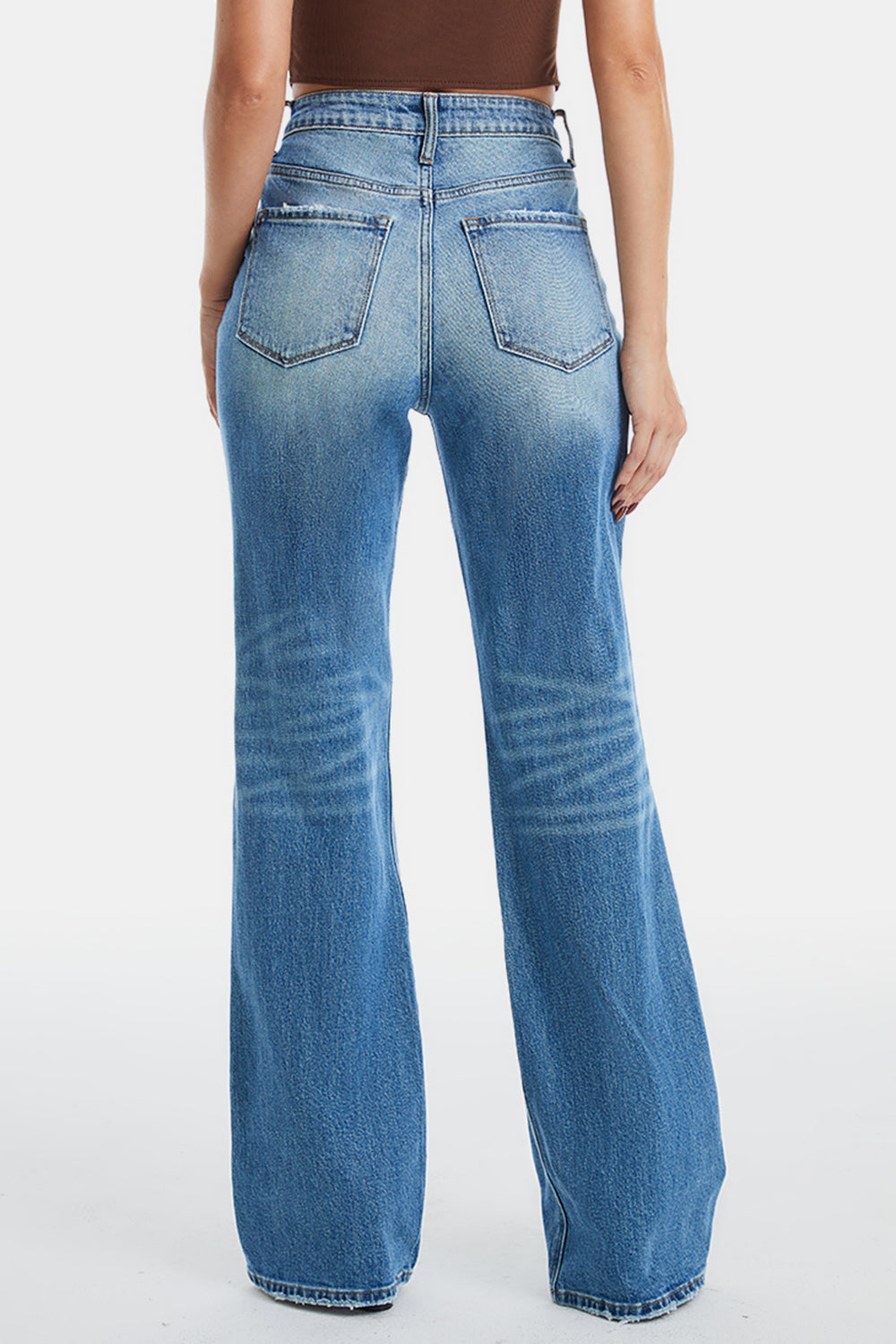 BAYEAS Full Size Ultra High-Waist Gradient Bootcut Jeans - The Boutie Shop