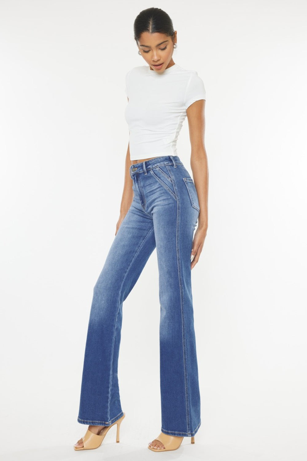 Kancan Ultra High Waist Gradient Flare Jeans - The Boutie Shop