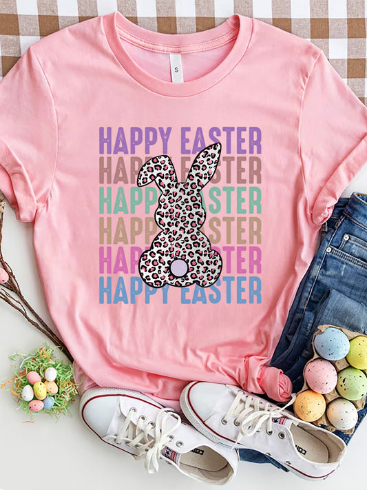 HAPPY EASTER Round Neck Short Sleeve T-Shirt - The Boutie Shop