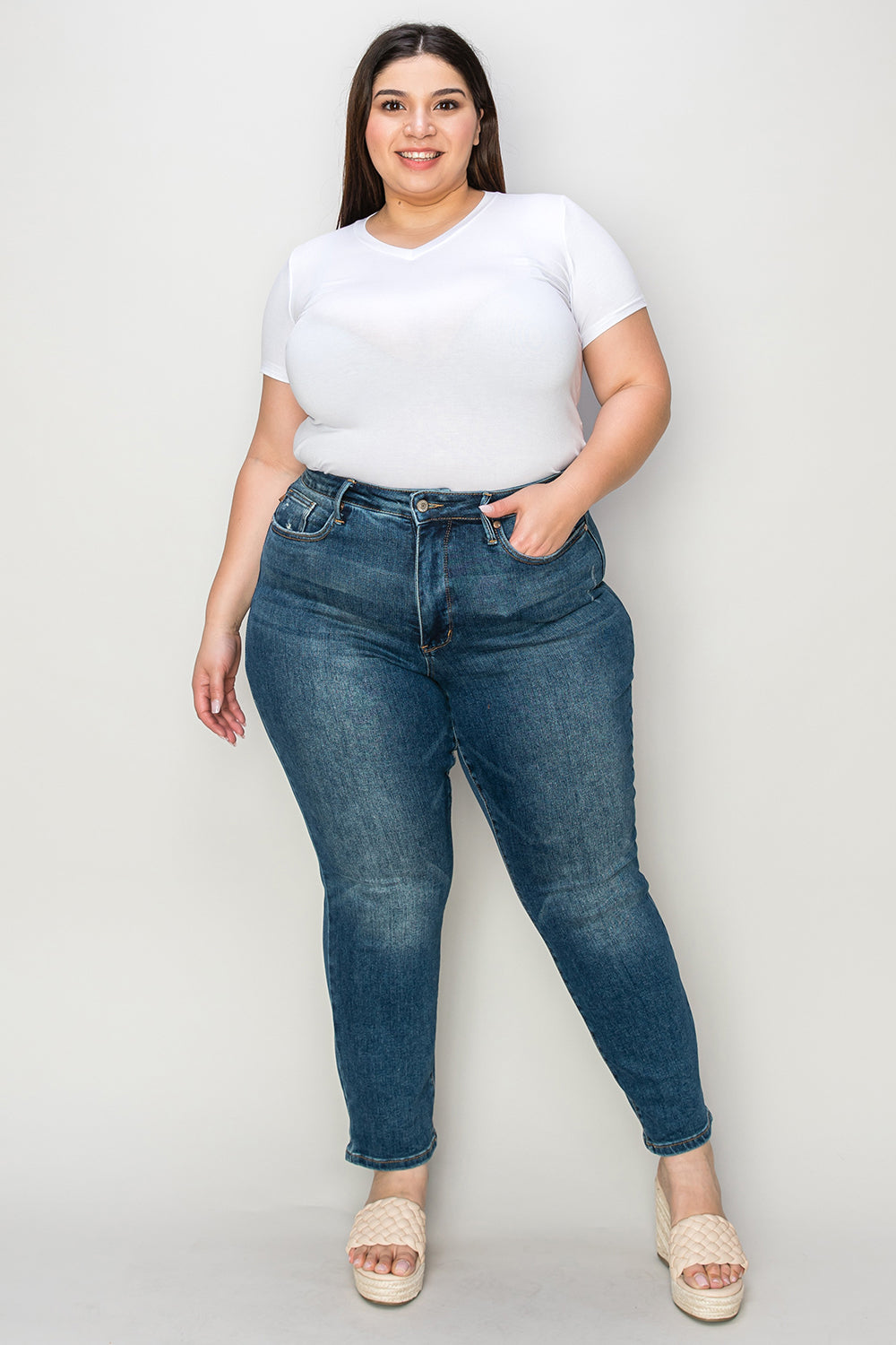 Judy Blue Full Size Tummy Control High Waist Slim Jeans - The Boutie Shop