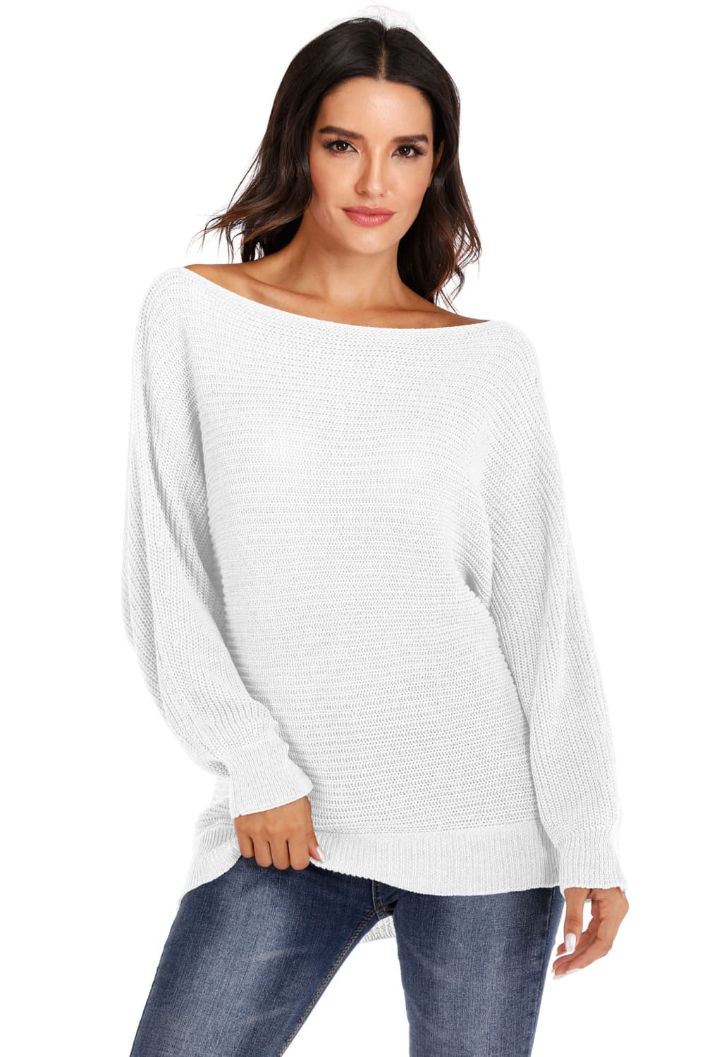 One Shoulder Dolman Sleeve Sweater - The Boutie Shop