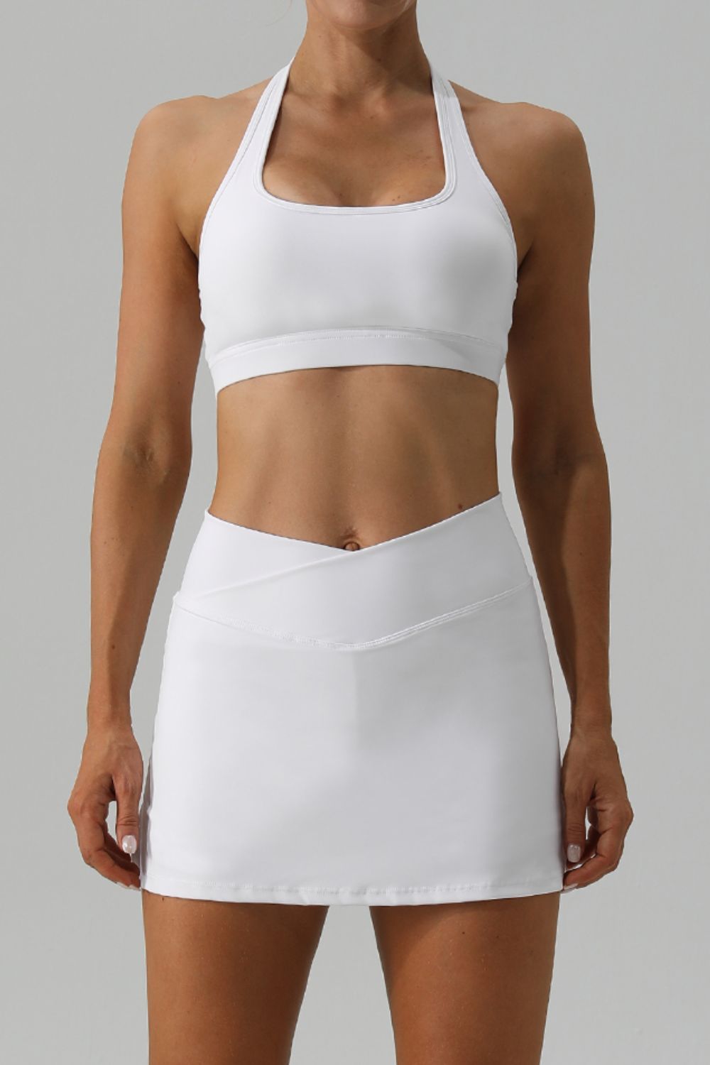 Halter Neck Tank and Slit Skirt Active Set - The Boutie Shop