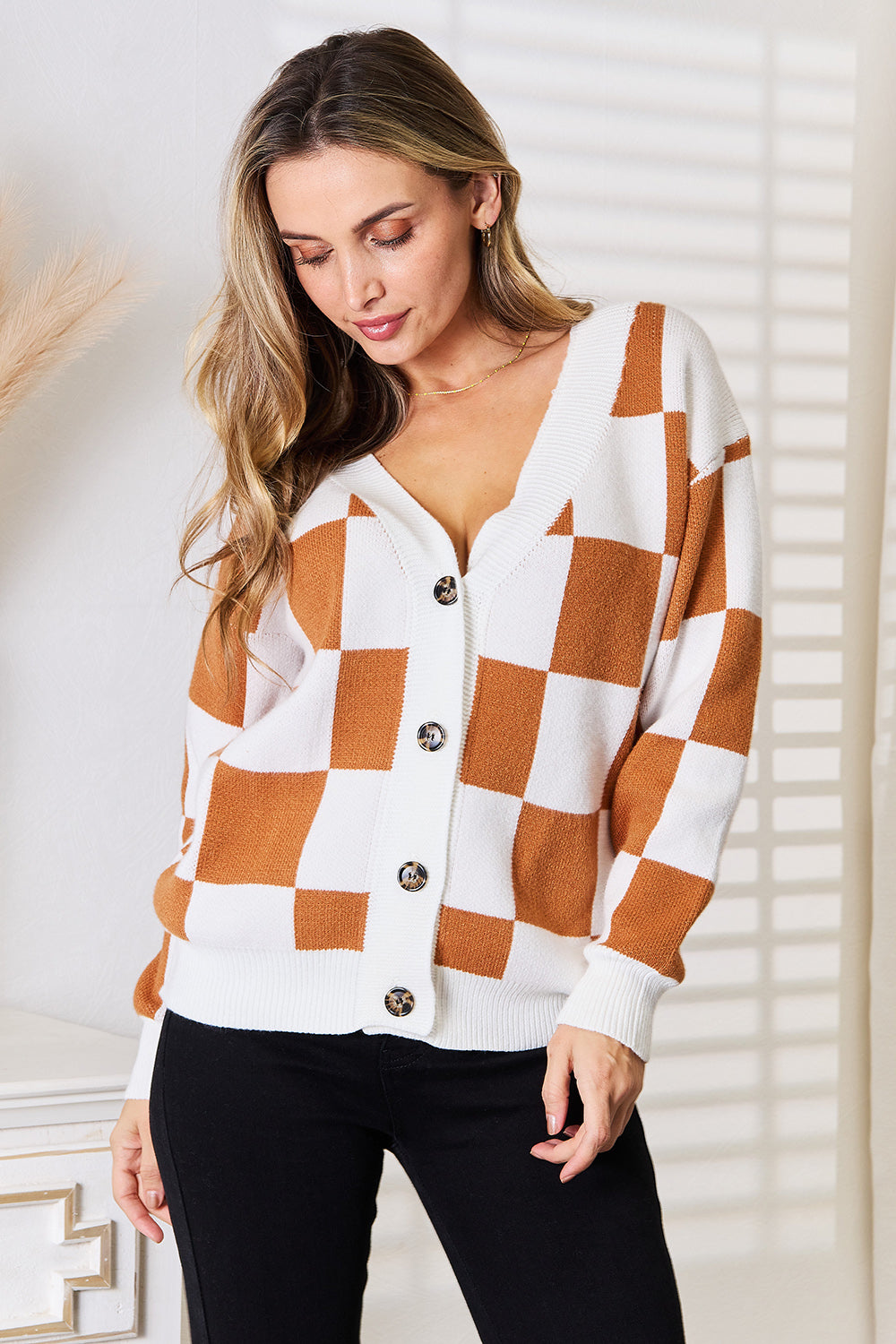 Angel Wings Double Take Button-Up V-Neck Dropped Shoulder Cardigan - The Boutie Shop