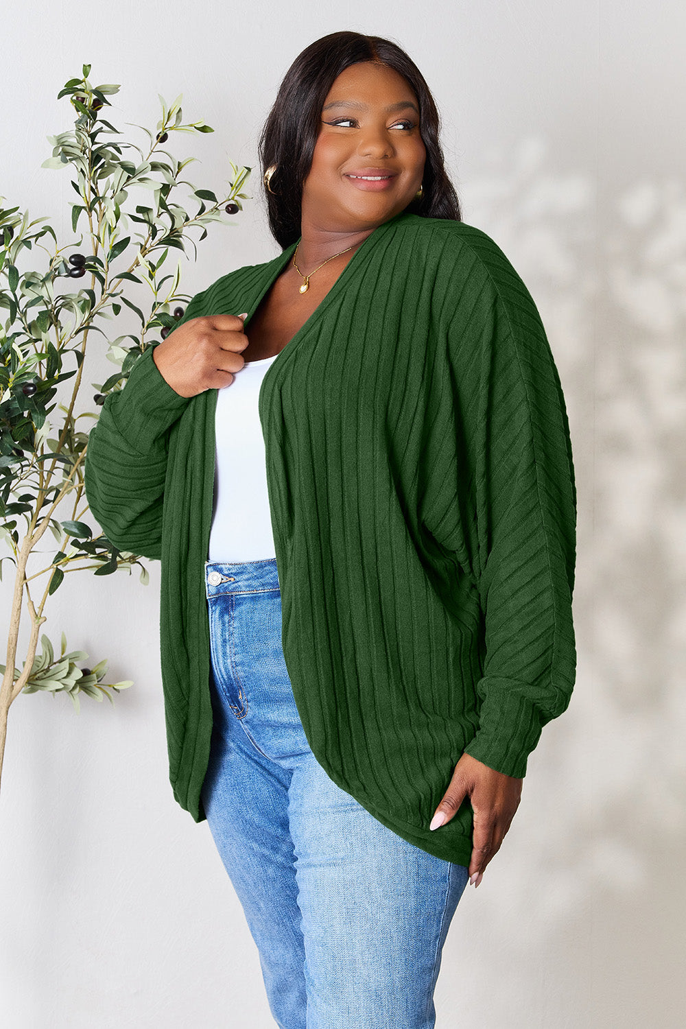 Basic Bae Full Size Ribbed Cocoon Cardigan - The Boutie Shop