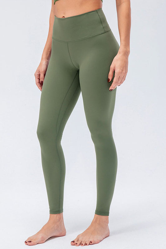 Wide Waistband Slim Fit Active Leggings - The Boutie Shop