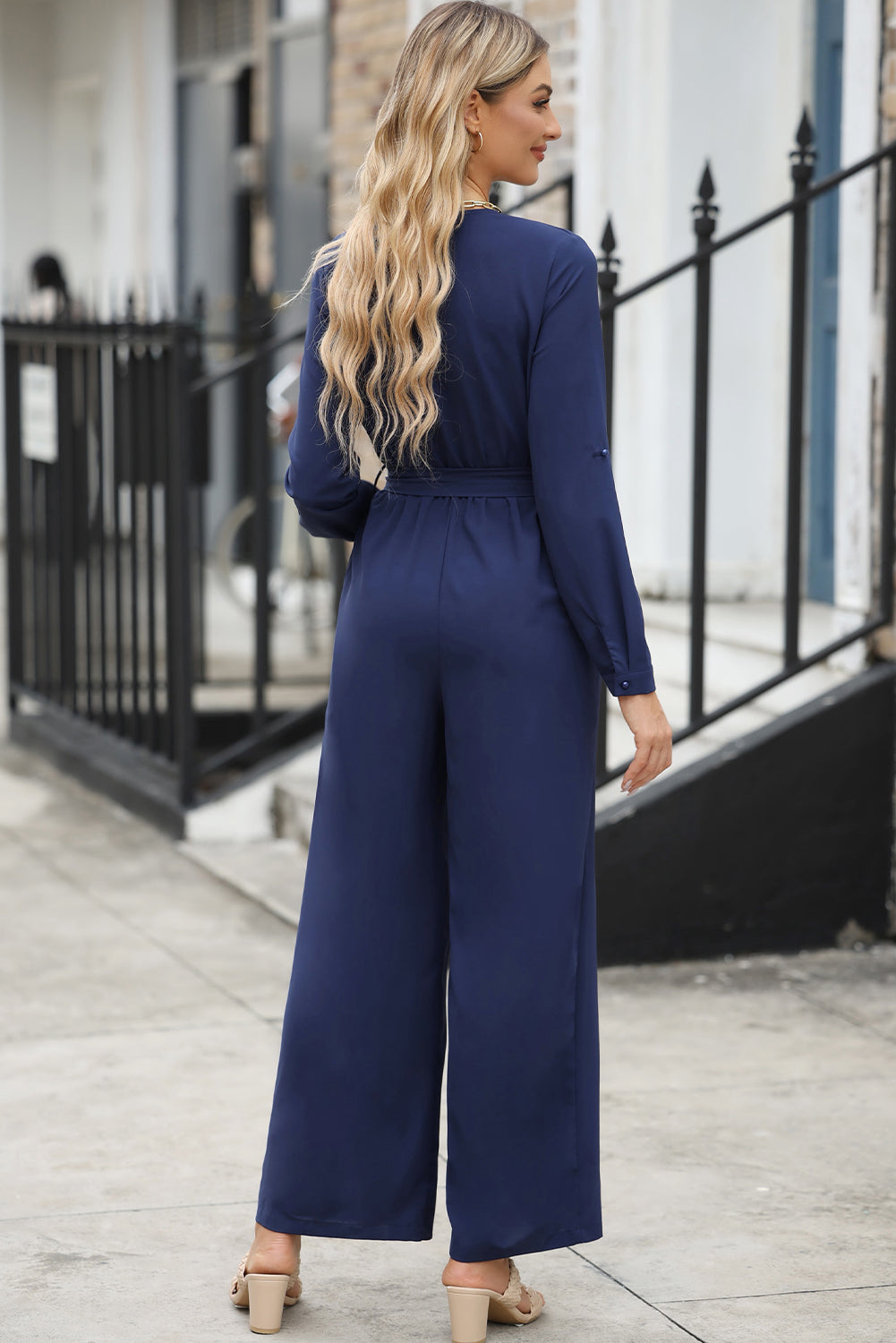 Pocketed Tied Wide Leg Jumpsuit - The Boutie Shop