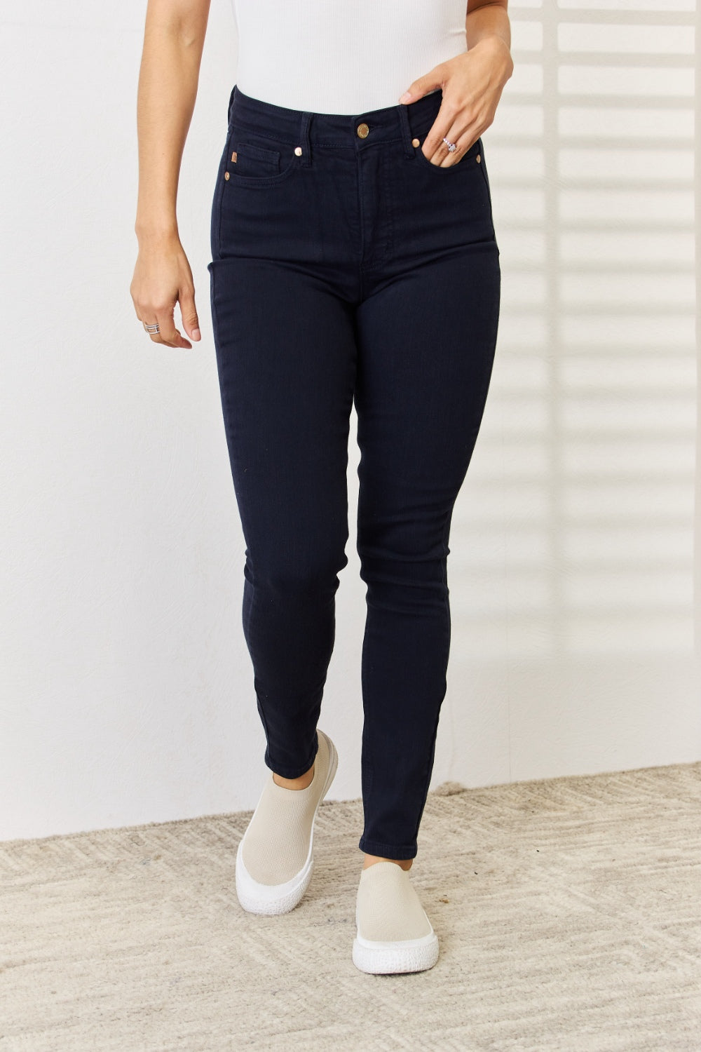 Judy Blue Full Size Garment Dyed Tummy Control Skinny Jeans - The Boutie Shop