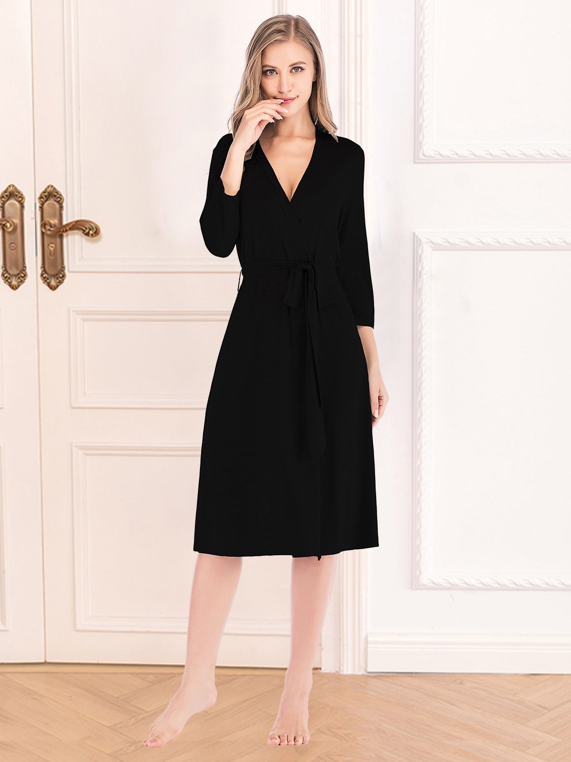 Plunge Tie Front Night Dress - The Boutie Shop