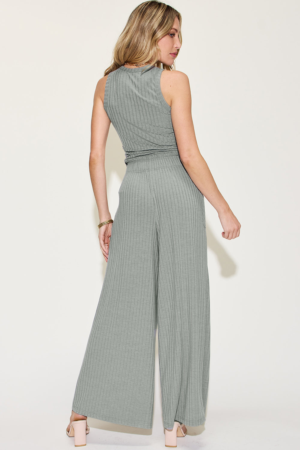 Basic Bae Full Size Ribbed Tank and Wide Leg Pants Set - The Boutie Shop