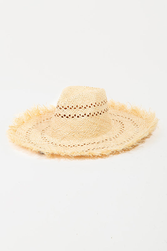 Fame Openwork Raw Hem Weave Hat - The Boutie Shop