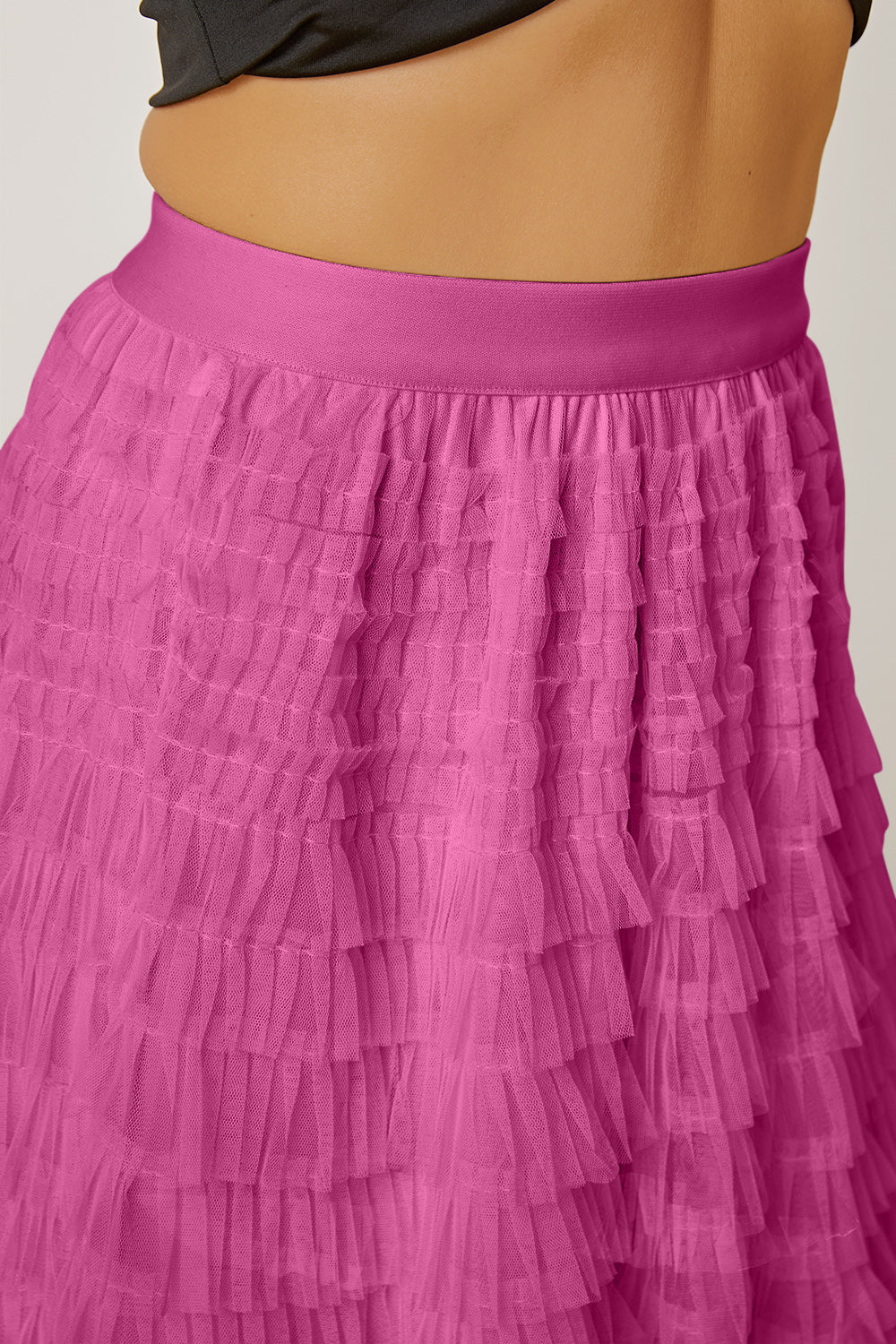 Ruched High Waist Tiered Skirt - The Boutie Shop