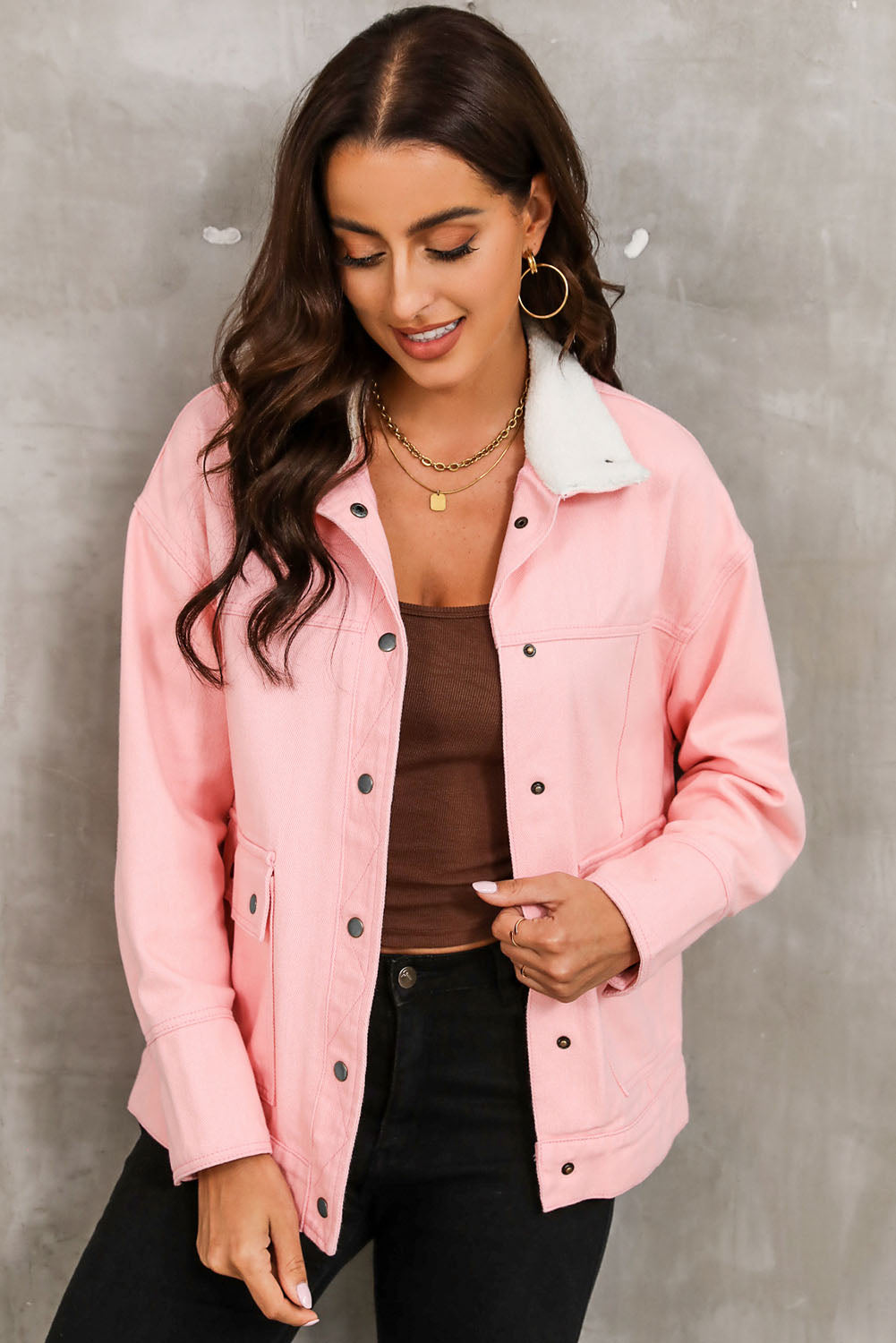 Snap Down Dropped Shoulder Denim Jacket - The Boutie Shop