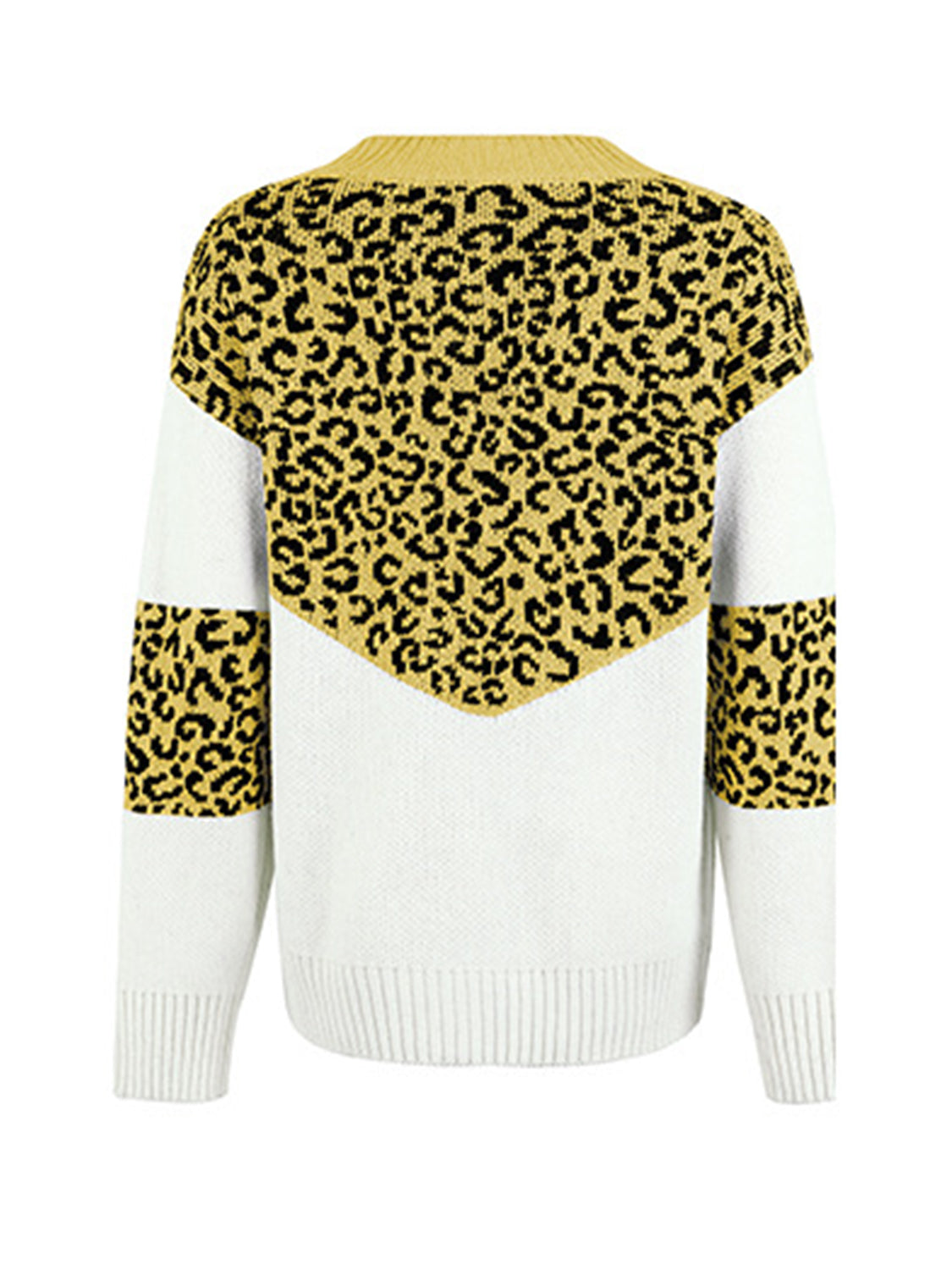 Leopard V-Neck Dropped Shoulder Sweater - The Boutie Shop